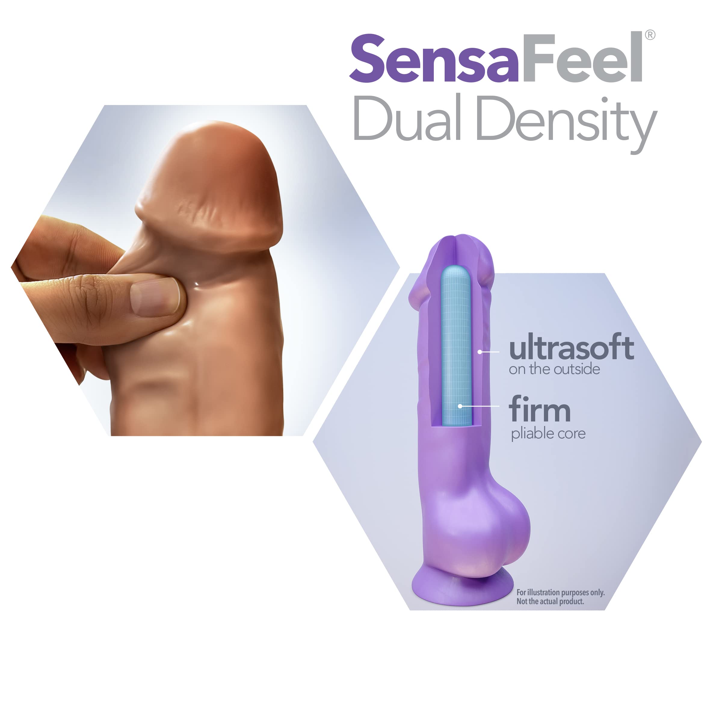 Blush Novelties Au Naturel Carlos - 9 Inch Realistic Dual Density Dildo with Sensa Feel Technology, Flexible Shaft & Suction Cup Base - Strap-On Compatible Sex Toy for Couples & Solo Play - Perfect for BDSM, Roleplay & Hands-Free Pleasure