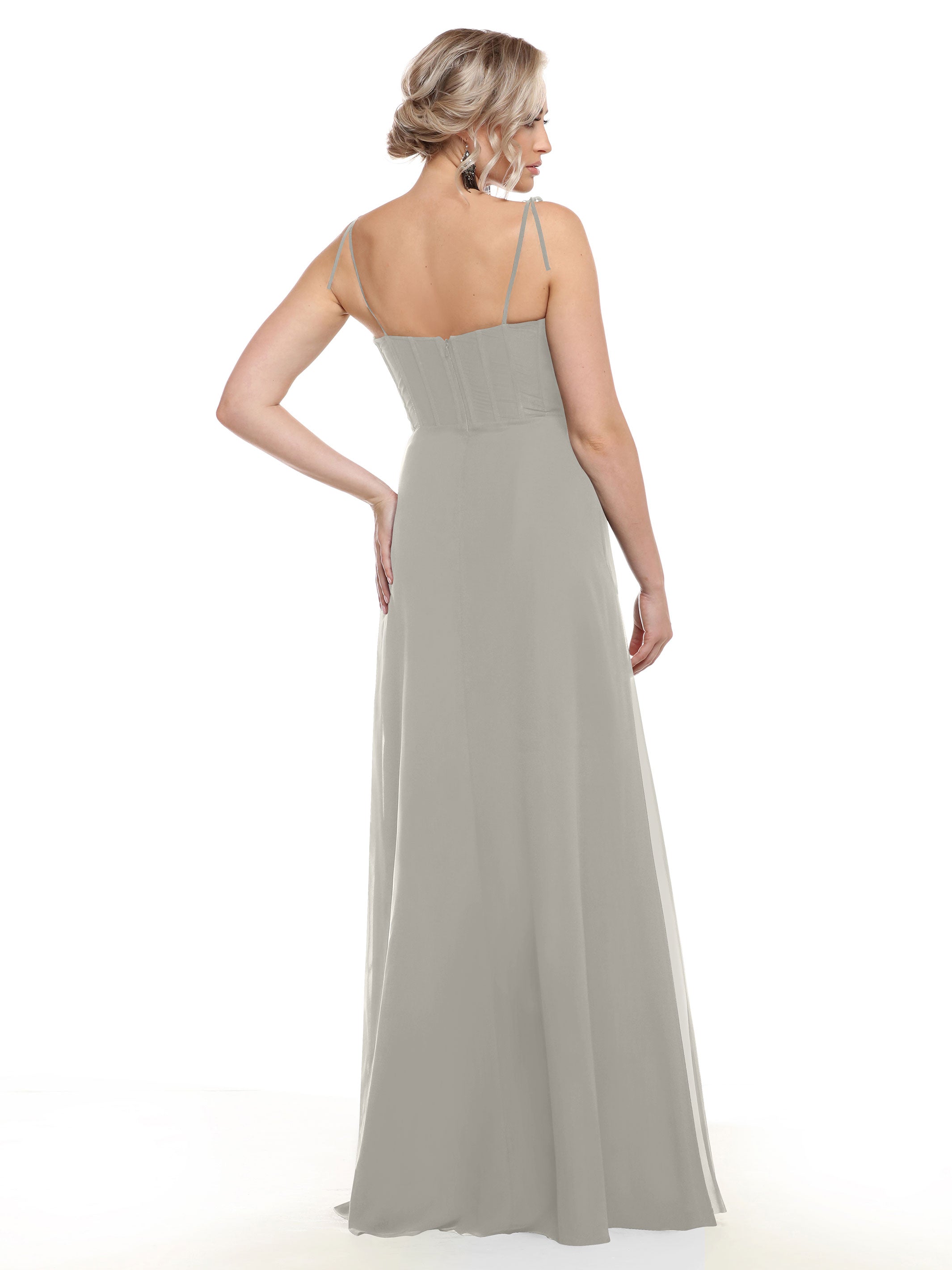 Elegant 80144 Chiffon A-Line Bridesmaid Dress with V-Neck & Spaghetti Straps - Perfect for Weddings, Formal Events & Special Occasions