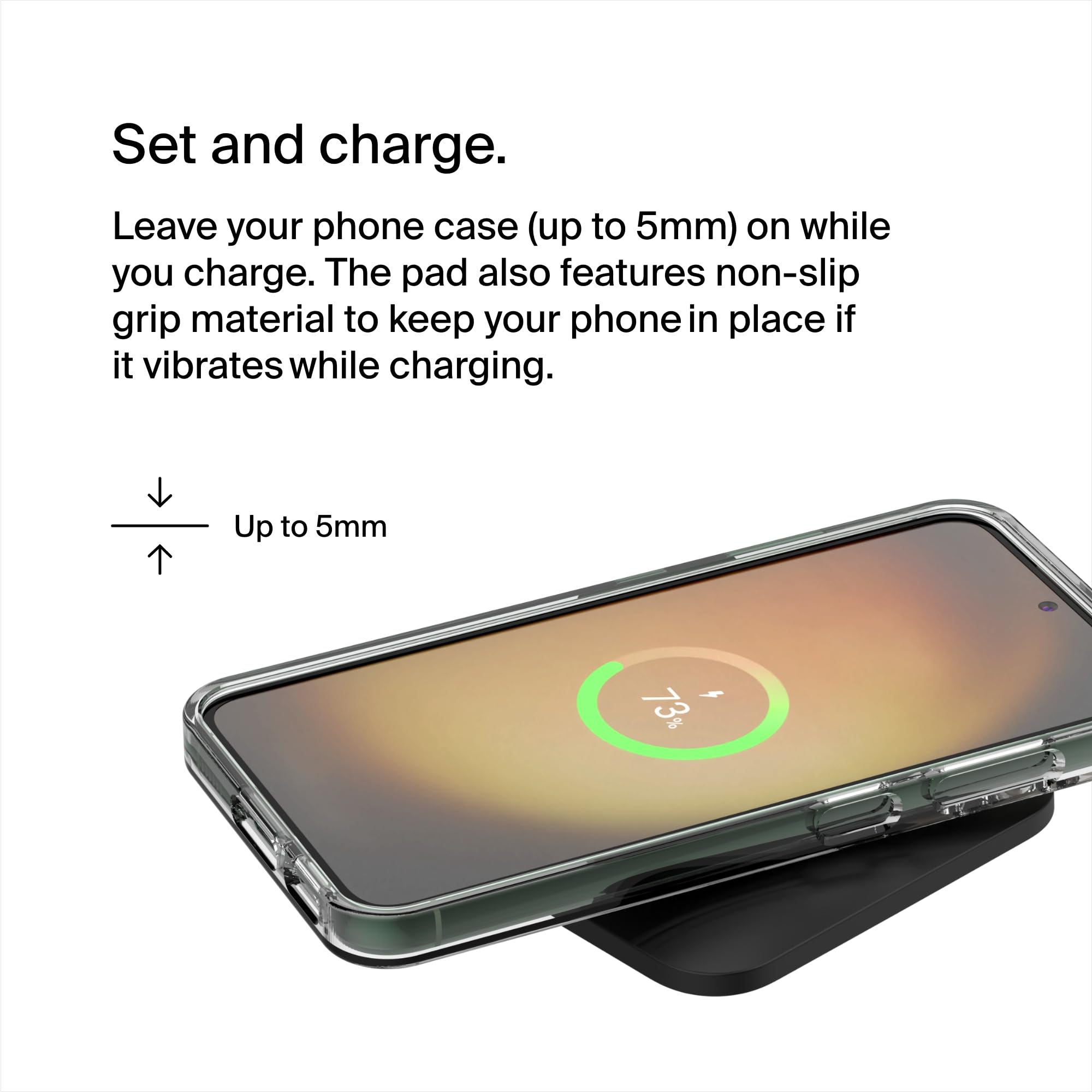 Belkin BoostCharge Pro 15W Fast Wireless Charging Pad - Universal Qi-Certified Charger for iPhone 15/14/13, Samsung Galaxy S23/S22, AirPods Pro & MagSafe Devices - Perfect for Home, Office & Travel - Black