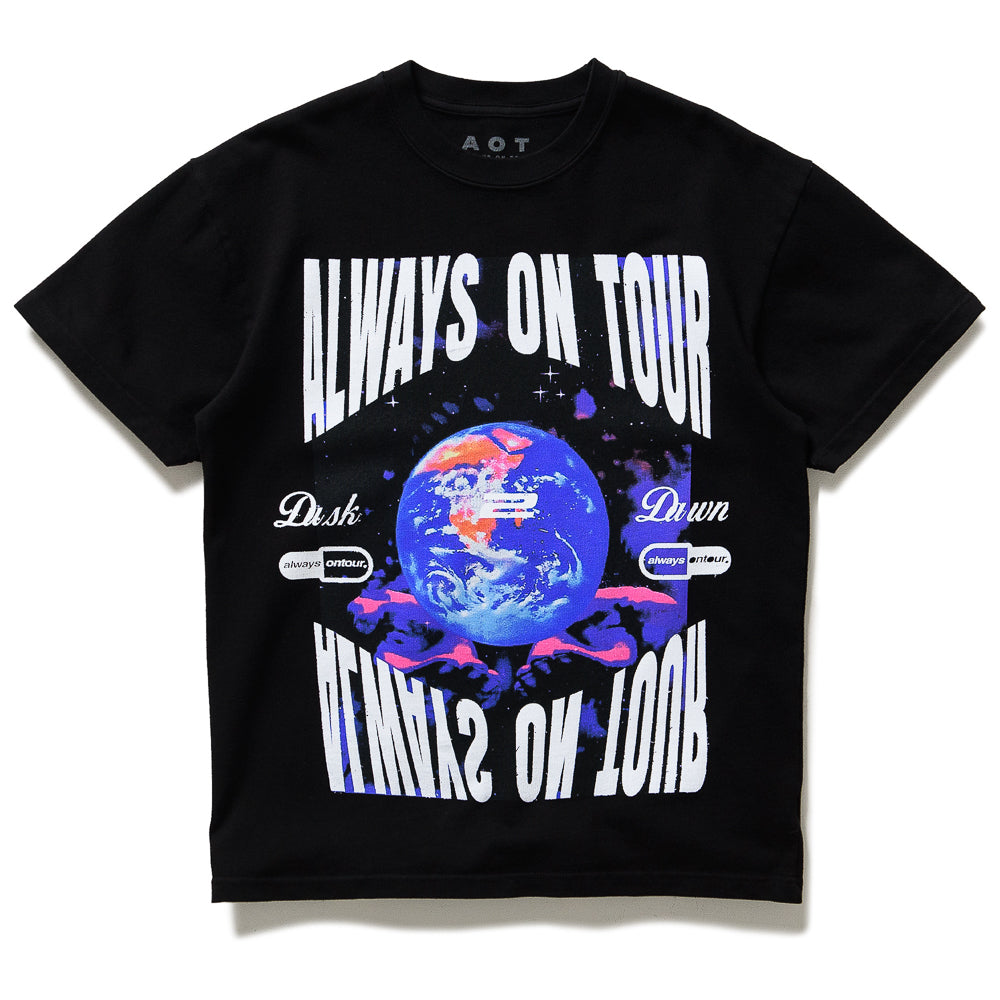 Always On Tour Dusk To Dawn T-Shirt - Black | Comfortable Casual Wear for Travel & Nightlife