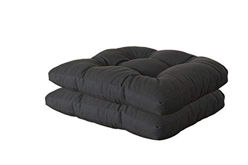 19x19 Inch Tufted Wicker Seat Cushions for Patio Chairs - Set of 2, Indoor Outdoor Waterproof Furniture Cushions in Modern Grey - Perfect for Garden, Deck, Balcony & Poolside Lounging