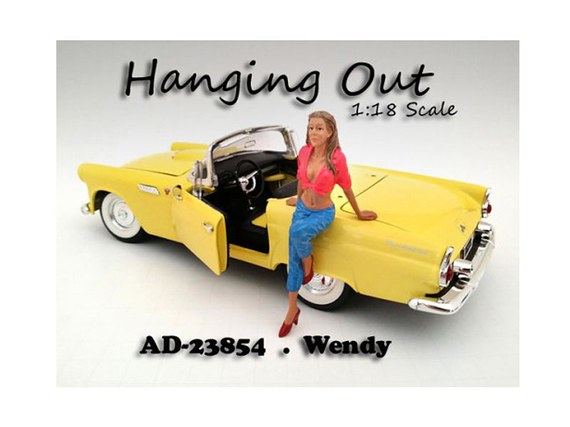 1/18 Scale Hanging Out Wendy Figurine - American Diorama Collectible Model for Car & Truck Displays - Perfect for Diorama Scenes, Model Car Shows, and Collectors' Displays