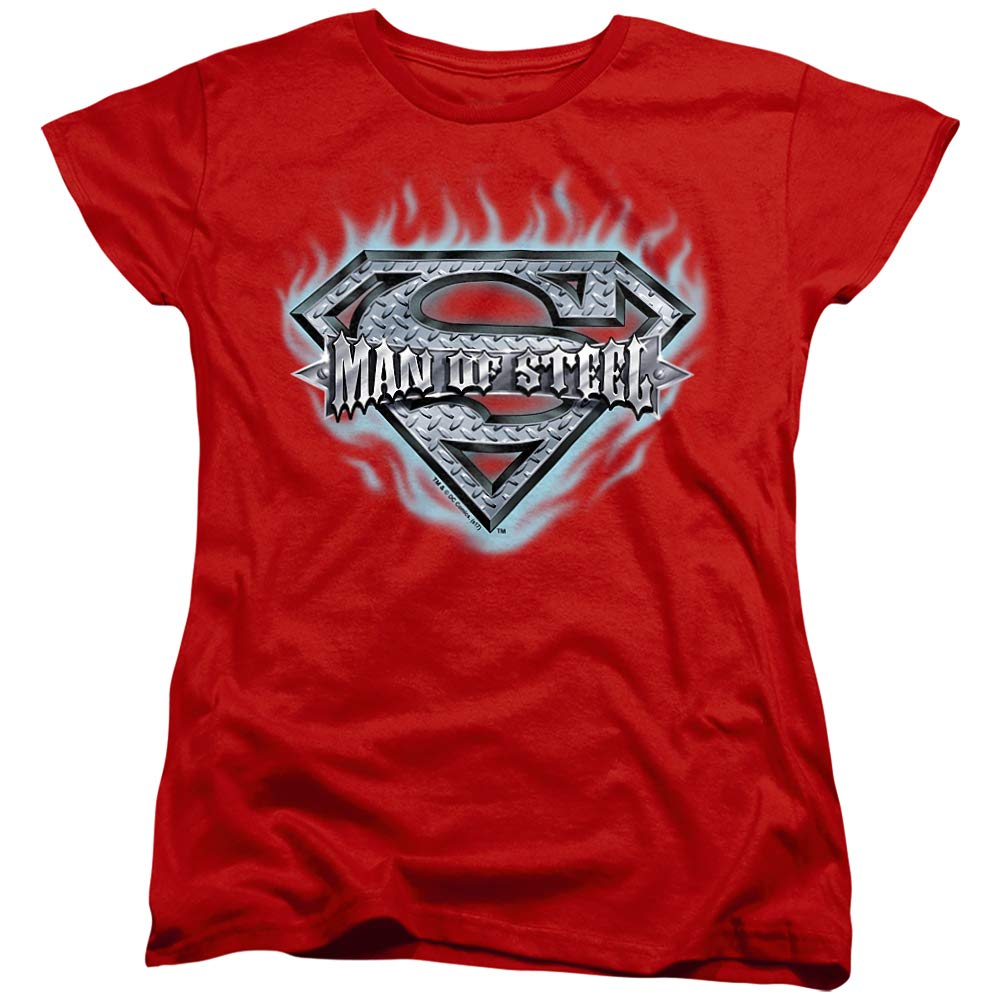 Superman Man of Steel Shield Graphic Women's T-Shirt | DC Comics Superhero Tee for Fans | Casual Wear & Cosplay