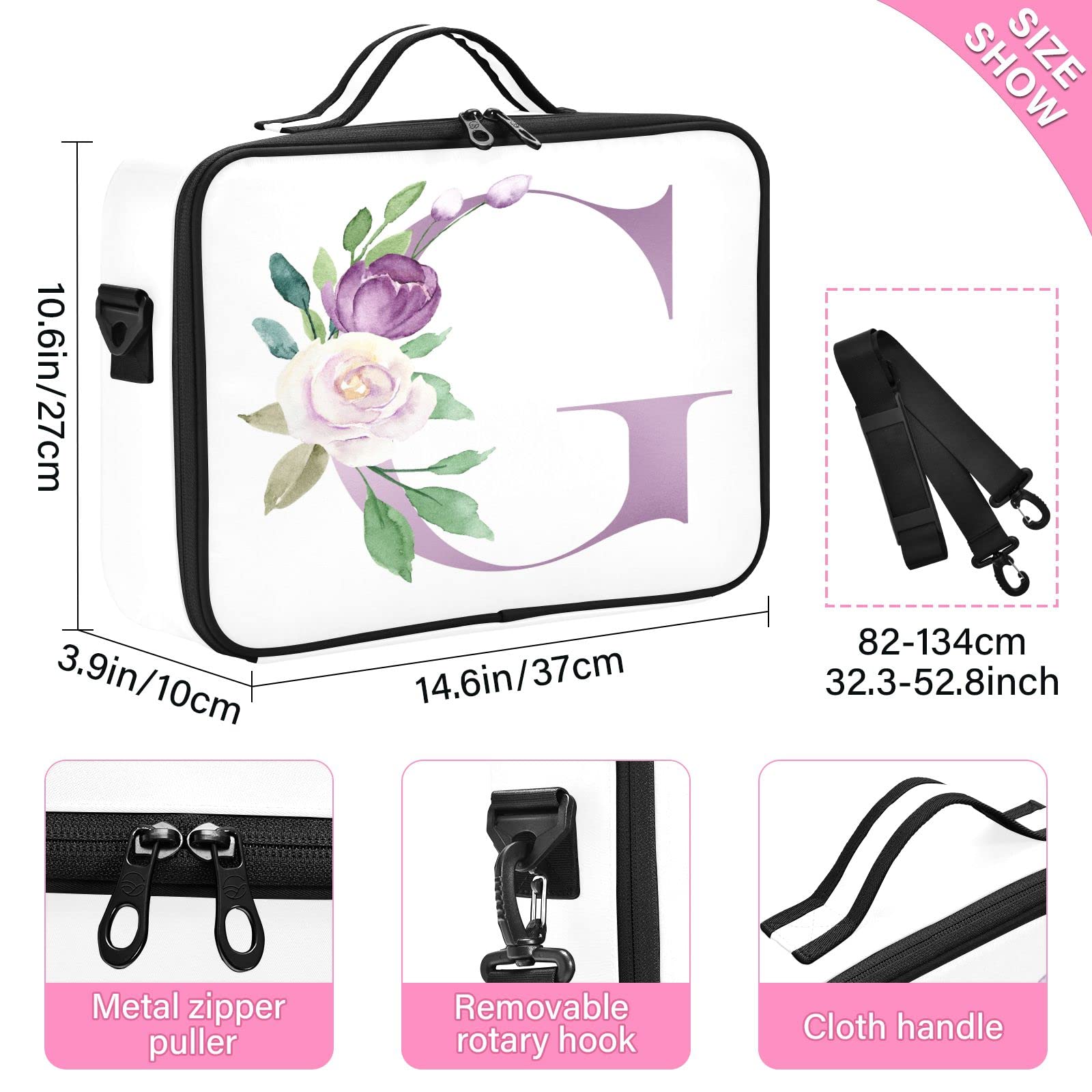 Moyyo G Travel Makeup Bag for Women - Professional Cosmetic Organizer & Portable Artist Storage Case - Perfect for Travel, Home, and Salon Use