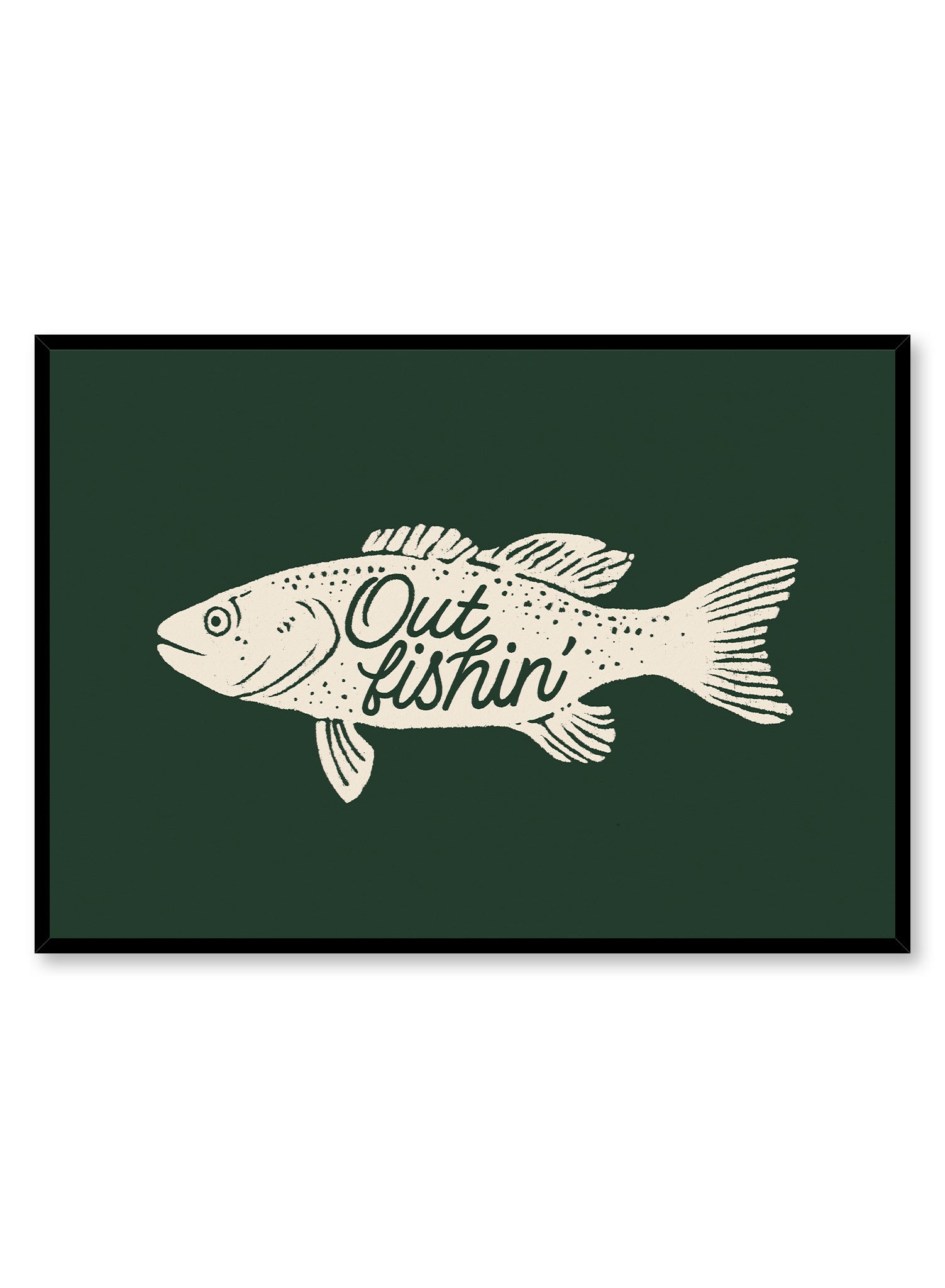Out Fishin' Poster - Vintage Fishing Wall Art for Home & Office Decor - Perfect for Living Room, Bedroom, or Man Cave