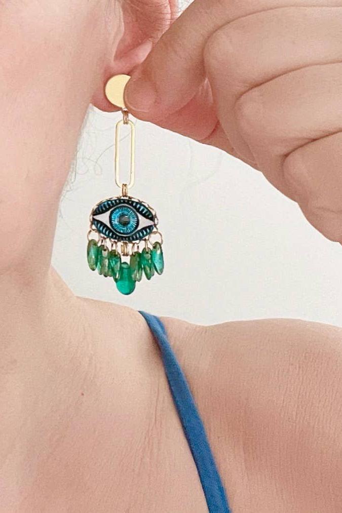 Lucky Eye Earrings for Women - Stylish Evil Eye Protection Jewelry - Boho Dangle Earrings for Everyday Wear, Gift Giving & Spiritual Healing
