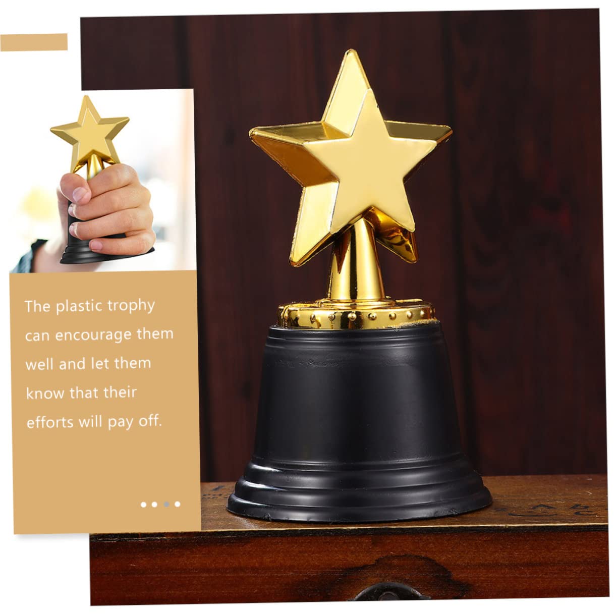 KICHOUSE 9-Piece Mini Star Trophy Set - Plastic Sports Award Decorations for Kids, Party Favors, Classroom Rewards & Game Prizes - Perfect for Birthday Parties, School Events & Sports Competitions
