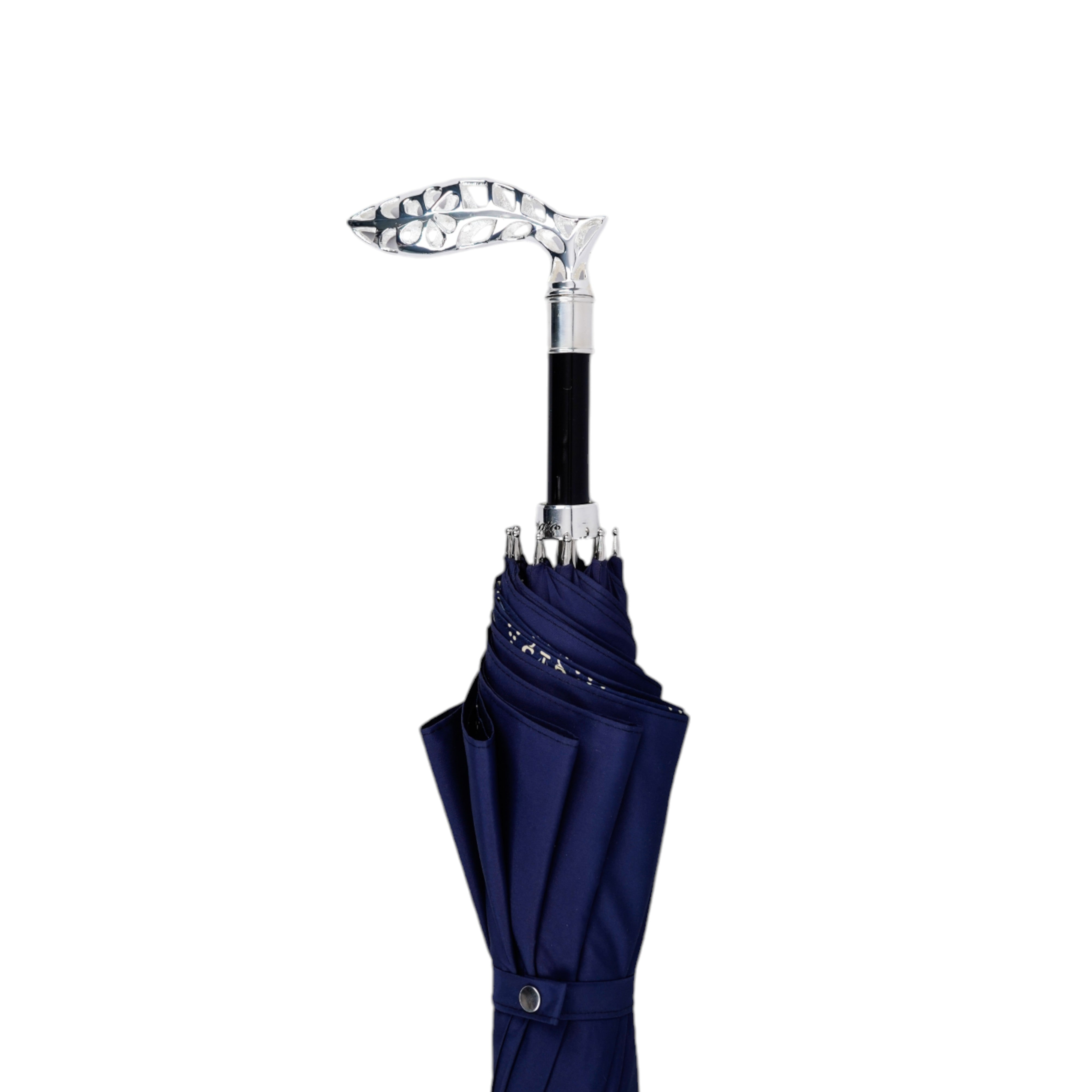 Premium Men's Umbrella with 925 Silver-Plated Handle - Stylish Rain Protection for Business, Commuting & Outdoor Events