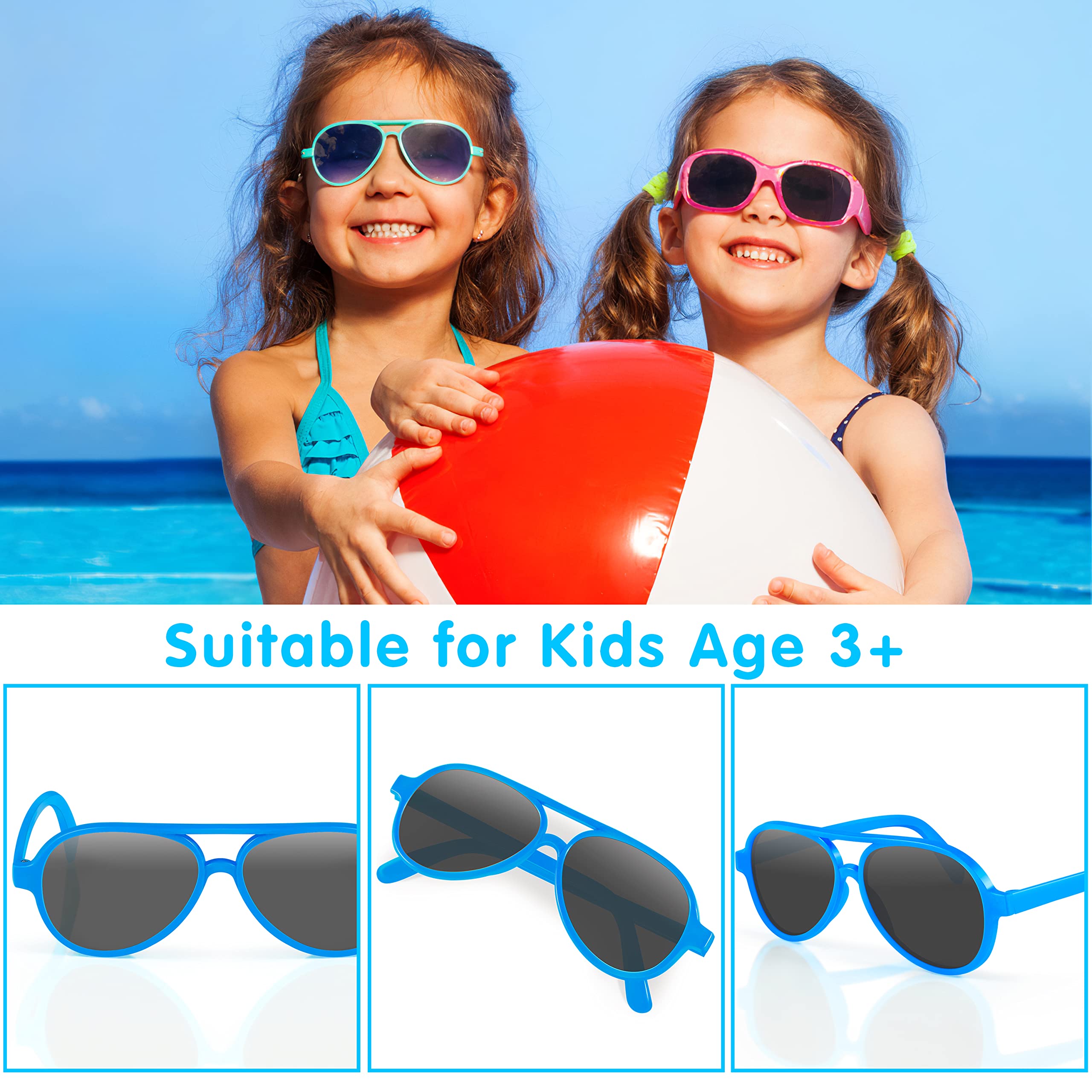 GINMIC Kids Sunglasses 12-Pack - Neon Boys & Girls Sunglasses for Birthday Parties, Beach, Pool - Fun Party Favors & Gift Ideas for Summer Outdoor Activities