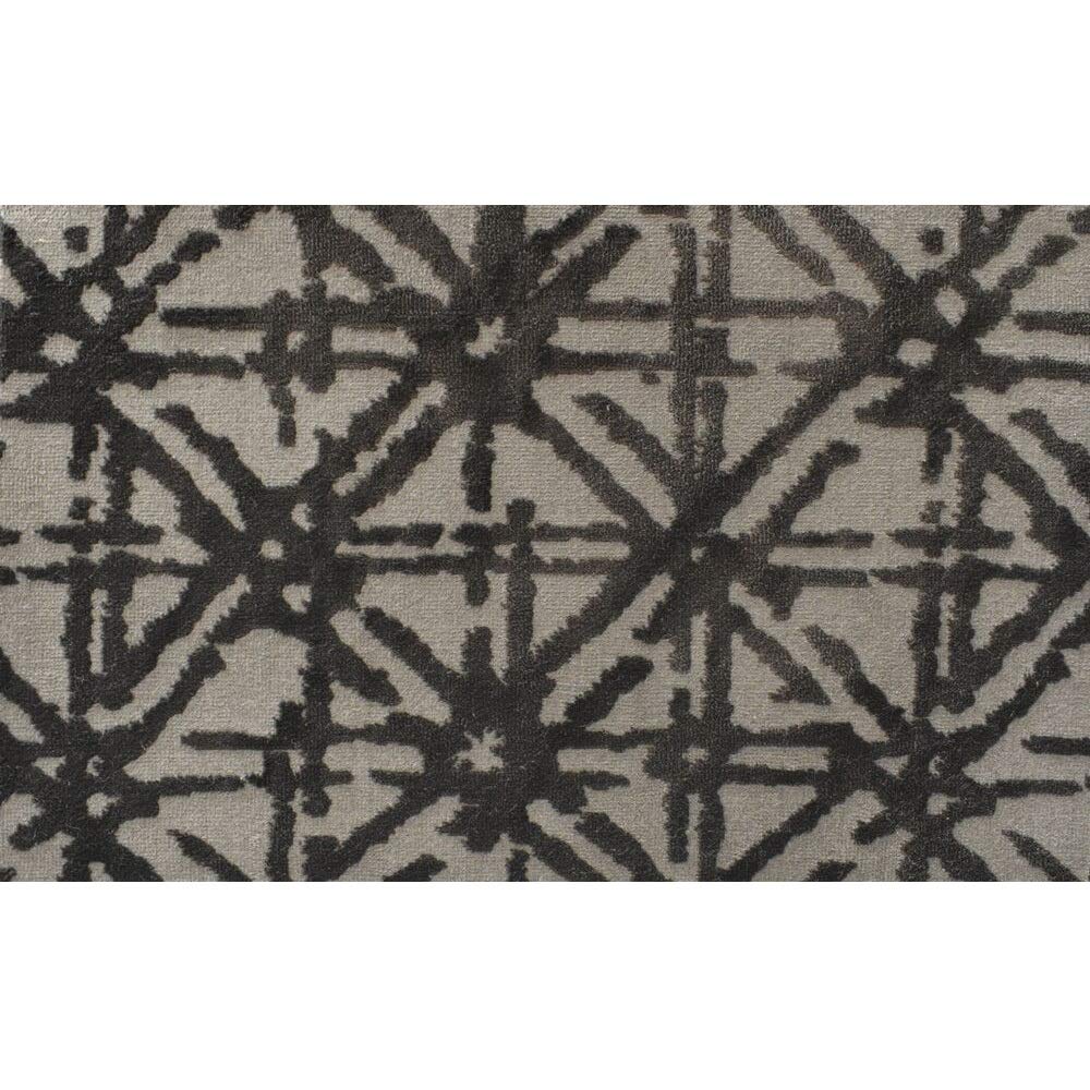 8' x 8' Beige and Black Geometric Lattice Pattern Polypropylene Area Rug - Modern Abundance Design for Living Room, Bedroom & Office Decor