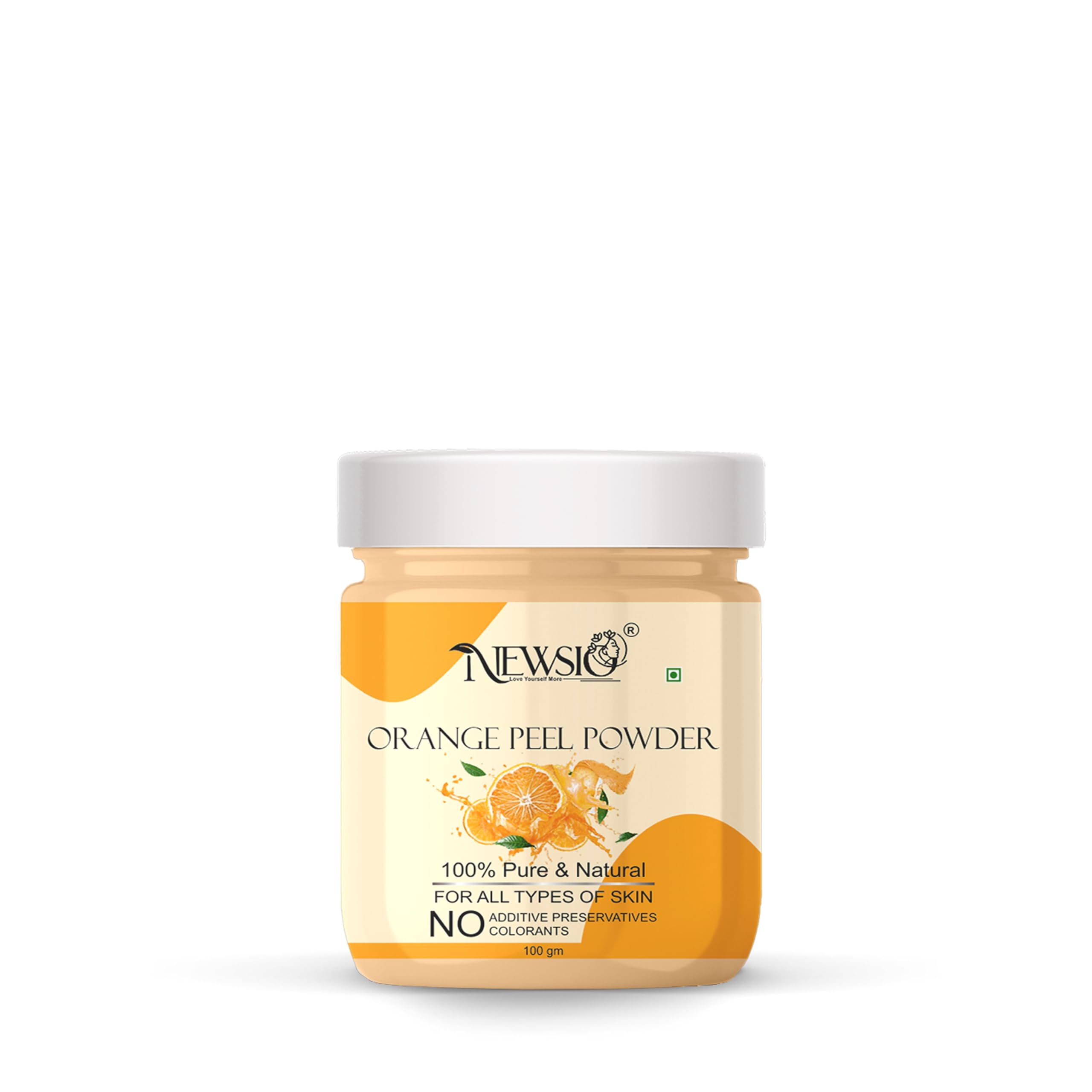Newsio Orange Peel Natural Powder for Oil Control, Tan Removal, Acne & Pimples - Vitamin C Enriched Skin Brightening & Collagen Boosting Treatment - 100gm Jar | Perfect for DIY Face Masks, Scrubs & Natural Skincare Routines