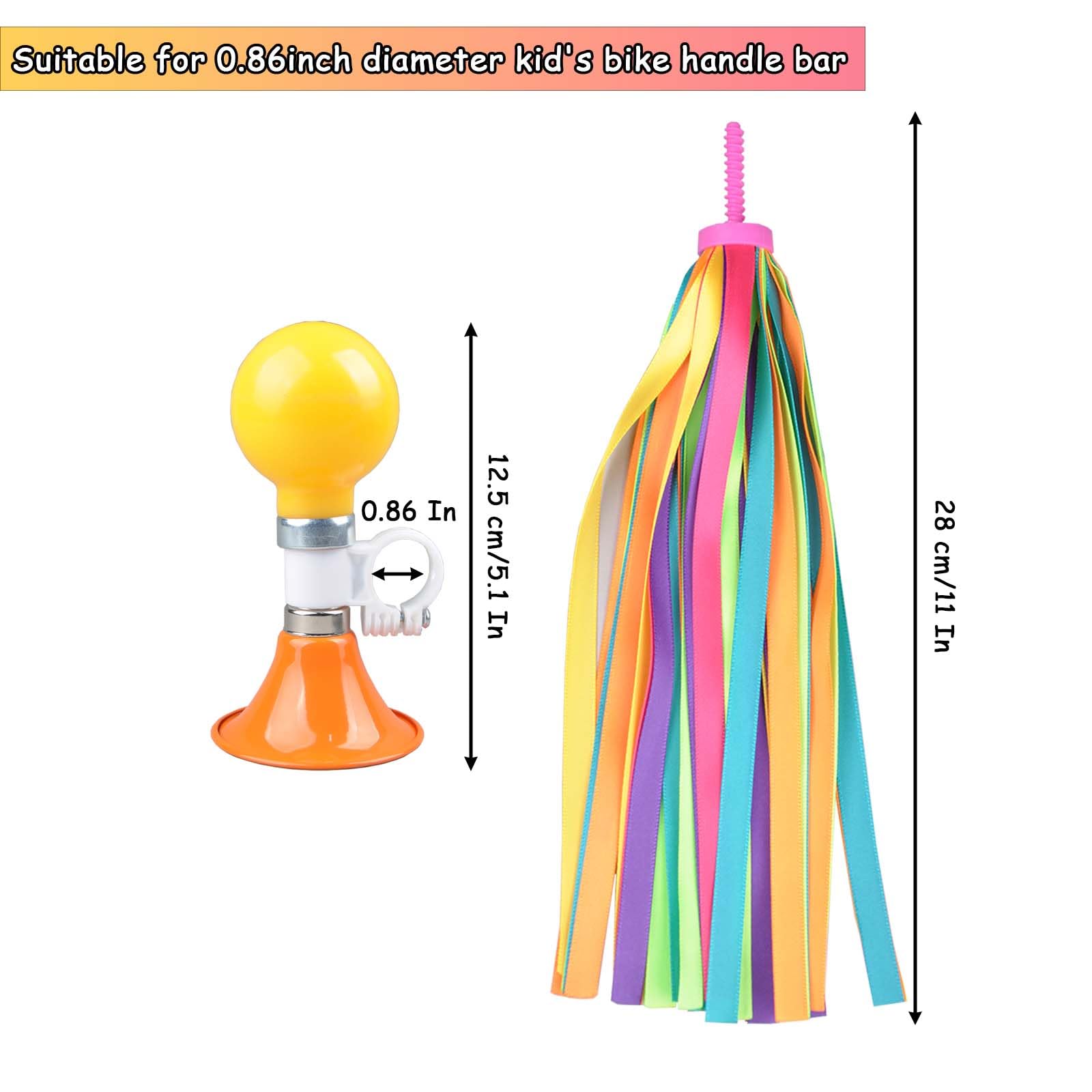 **Kids Bike Bell & 2-Pack Streamers - Durable Children's Bike Accessories, Fun Bike Horn for Boys & Girls (Orange Star) - Perfect for Birthday Gifts & Outdoor Cycling Adventures**