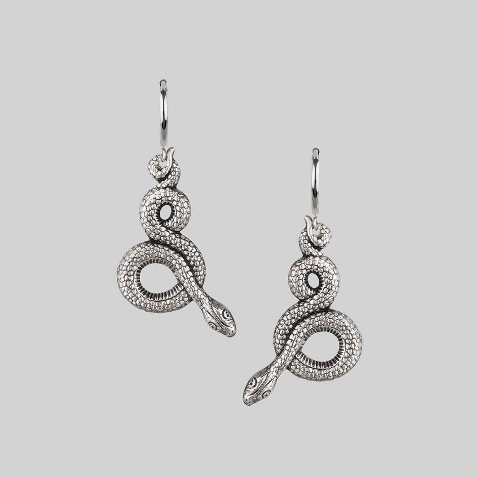 MOIRA Silver Snake Wrap Hoop Earrings for Women - Trendy Boho Jewelry for Parties, Date Night & Everyday Wear