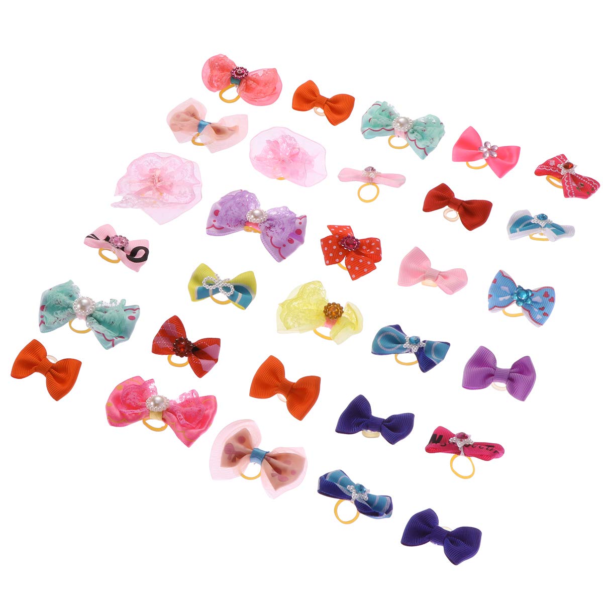 60pcs Elastic Hair Bands - Soft Rubber Hair Ties with Bowknot for Women, Girls & Pets | Perfect for Ponytails, Braids & Pet Grooming | Hair Accessories for Daily Use, Workouts & Styling
