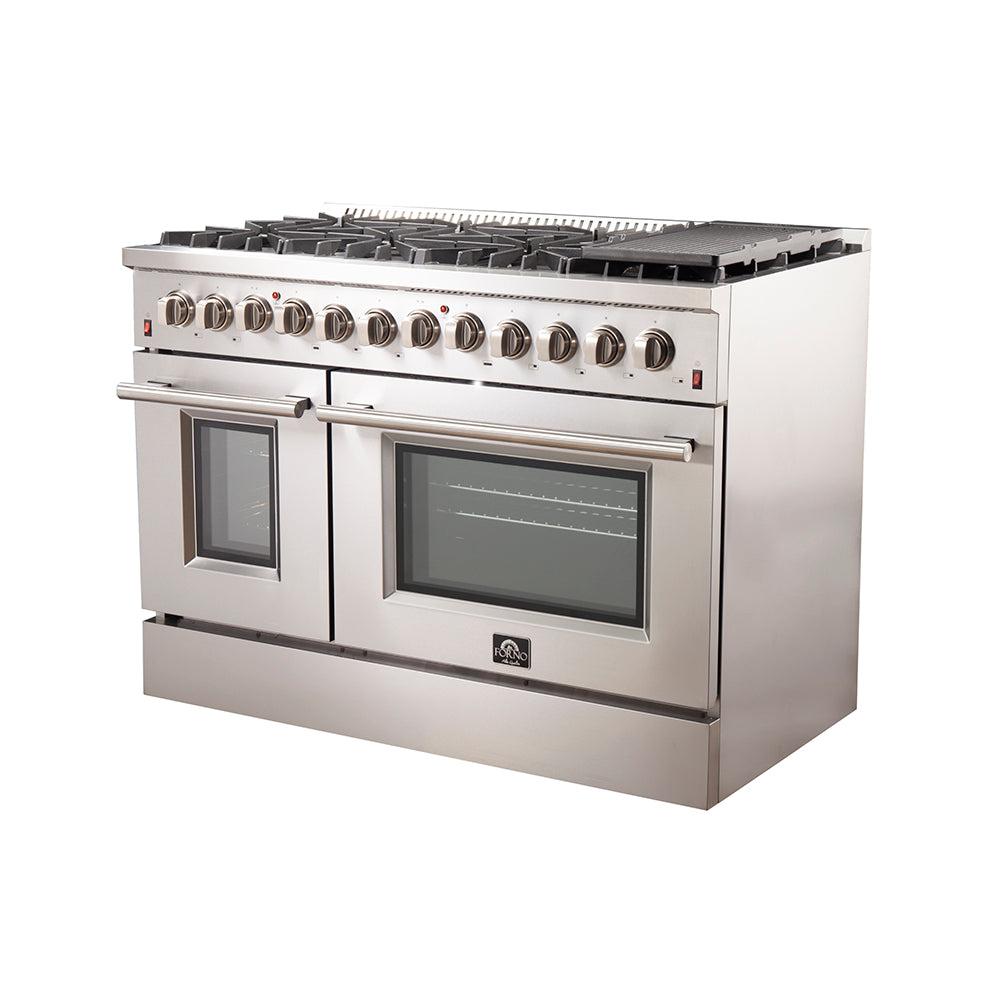Forno Galiano Professional 48-Inch 6.58 cu. ft. Dual Fuel Range with Gas Cooktop & Electric Oven - Stainless Steel (FFSGS6156 48) | Perfect for Home Chefs & Commercial Kitchens