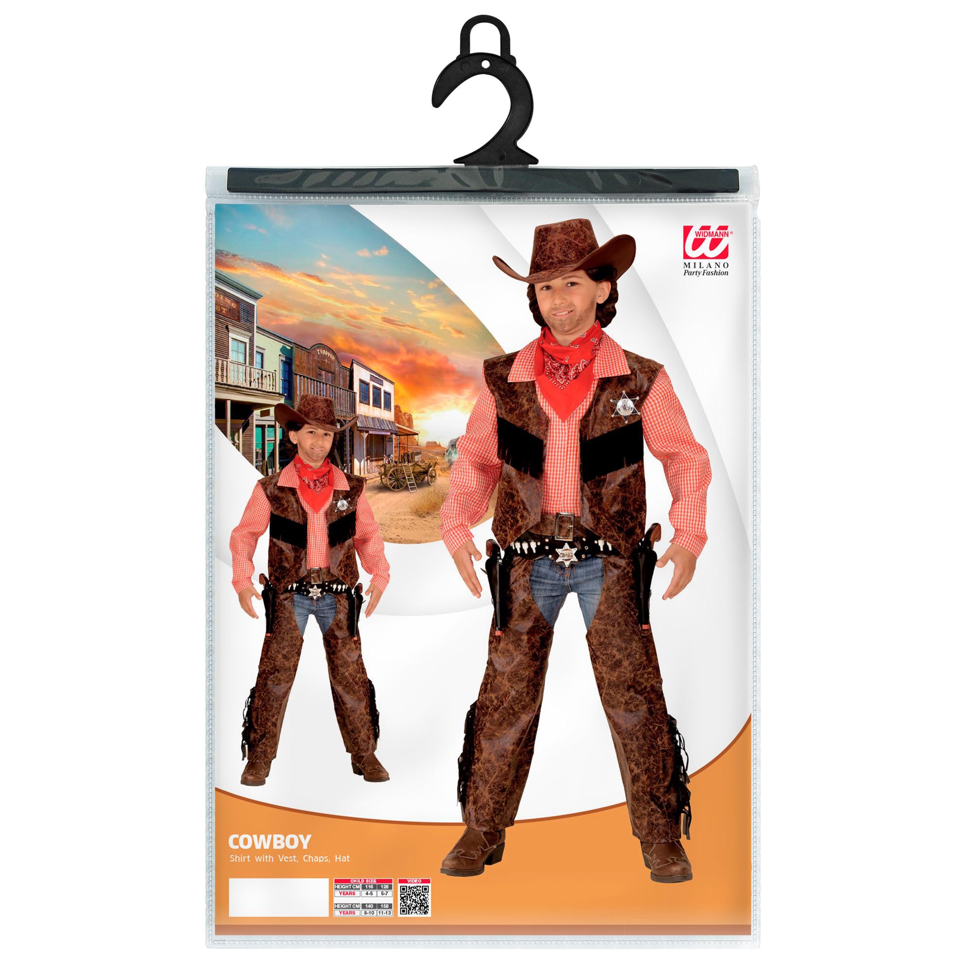 Cowboy Costume Set for Kids - Western Shirt with Vest, Chaps & Hat - Perfect for Halloween, Dress-Up & Cowboy Themed Parties