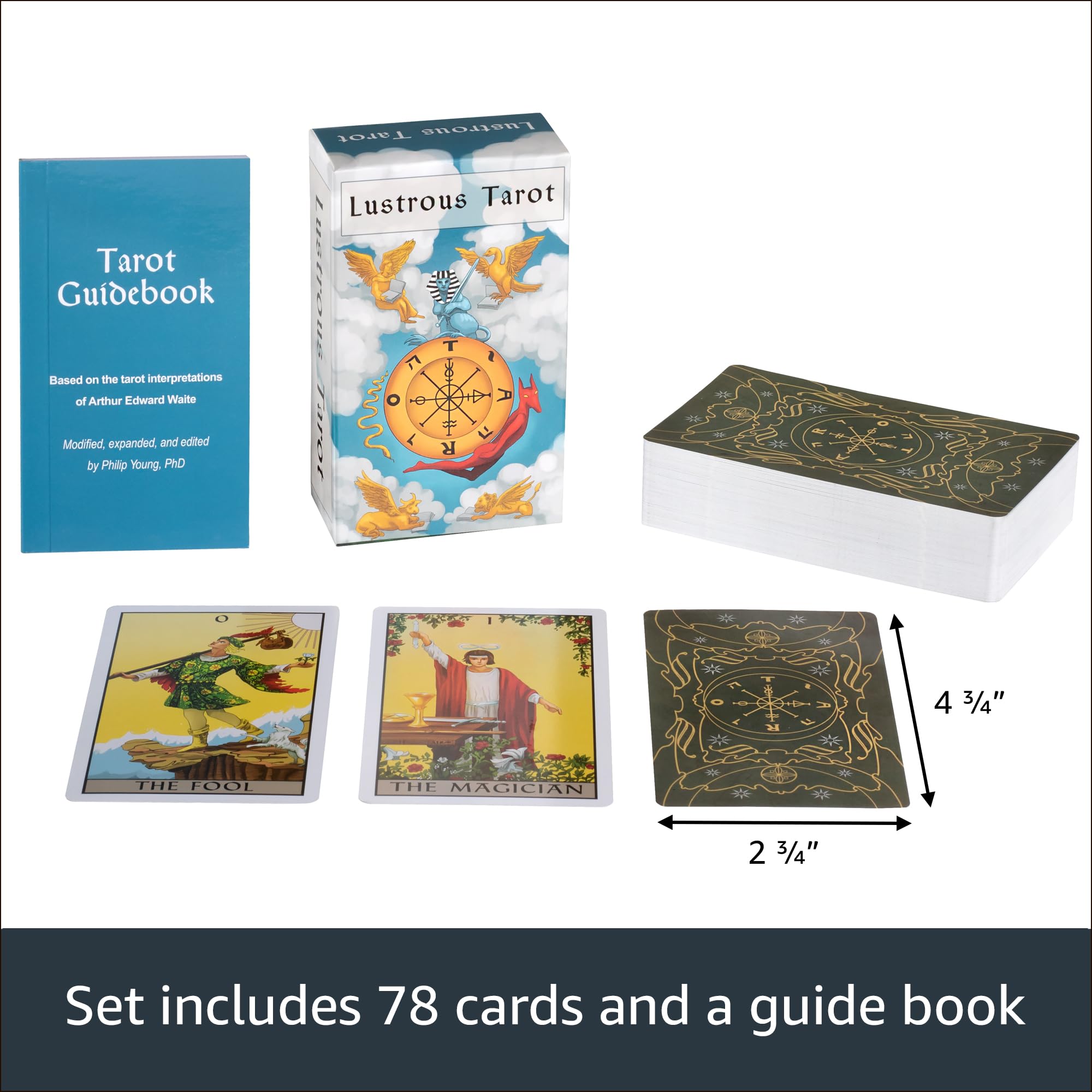 Lustrous Tarot Cards Deck in English - Premium 78-Card Set for Divination, Fortune Telling & Spiritual Guidance | Perfect for Beginners & Professional Readers