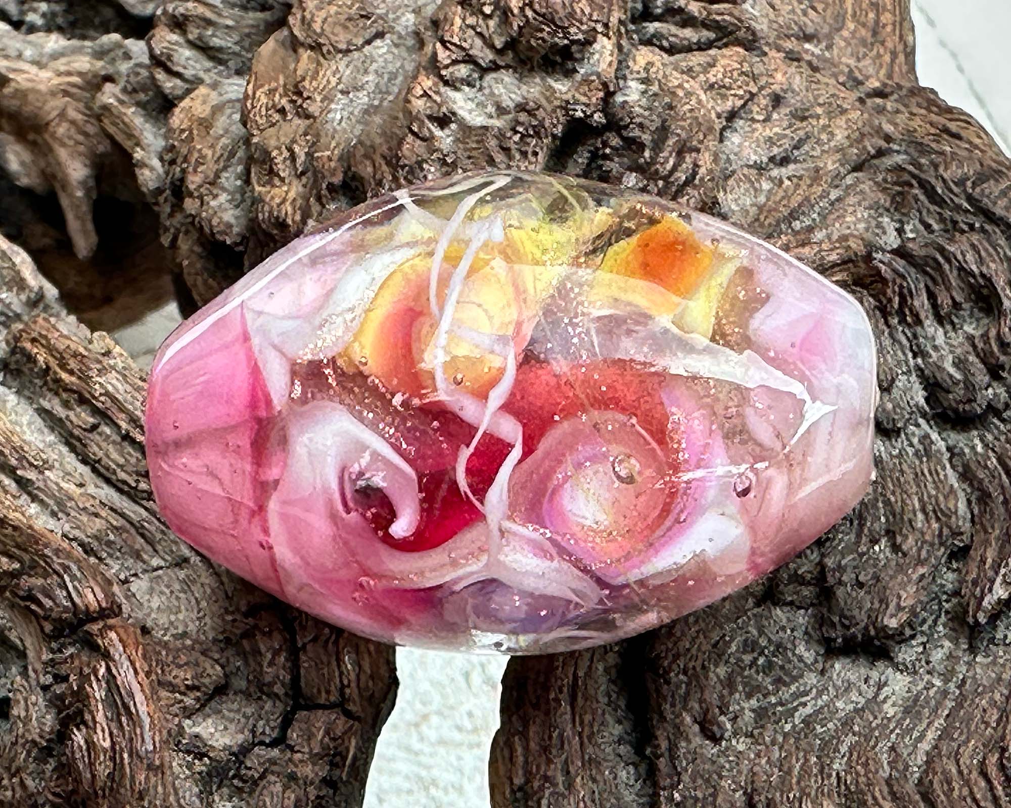 Sunset Pink Shimmer Lampwork Glass Focal Bead for Jewelry Making - DIY Necklace, Bracelet & Earring Designs - Perfect for Handmade Gifts & Craft Projects