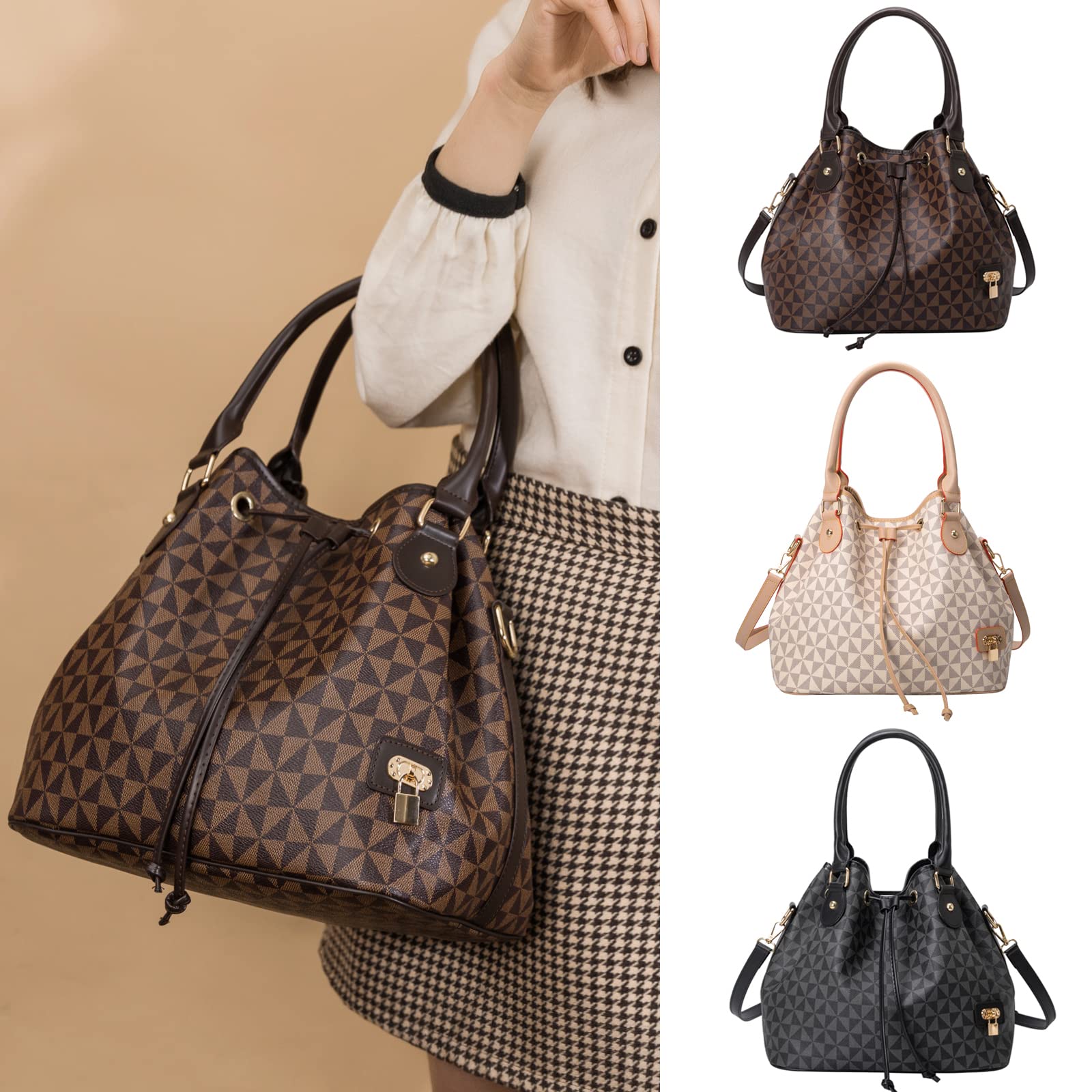 Stylish Women's PU Leather Handbag - Top Handle, Shoulder & Crossbody Bag - Luxury Tote Purse for Work, Travel & Everyday Use