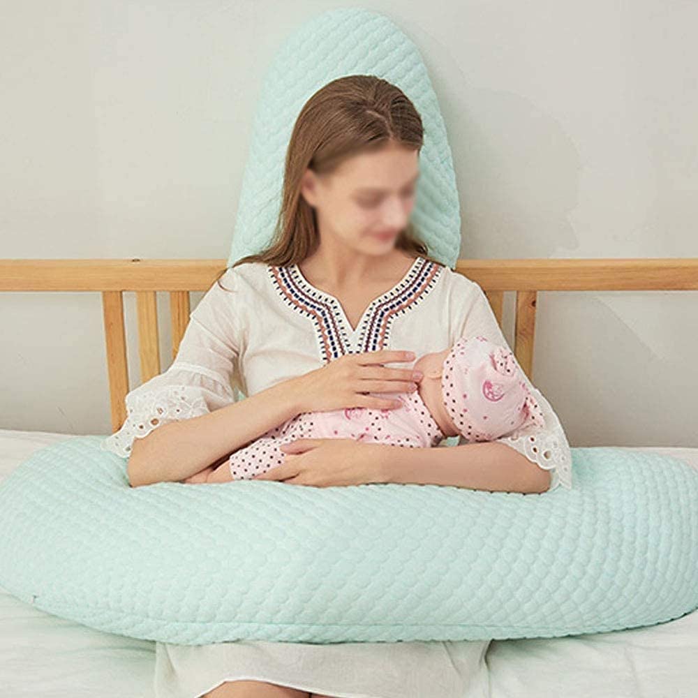 Blue U-Shaped Maternity Pillow for Pregnancy Support - Full Body Pillow with Removable Washable Cover for Back Pain & Muscle Relief | Perfect for Sleeping, Nursing & Comfort During Pregnancy