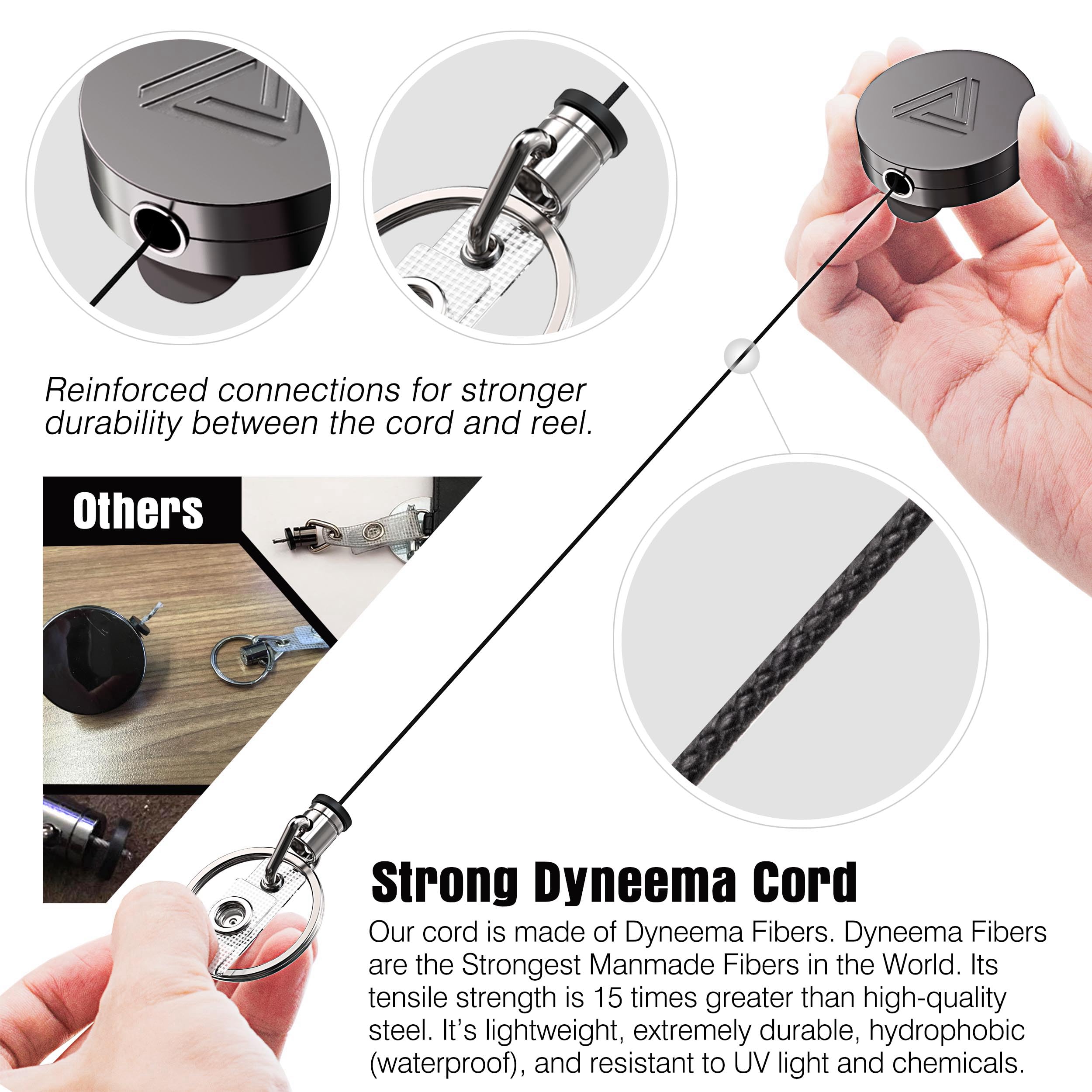 Durable Metal Retractable Badge Holder with Belt Clip & Key Ring - Waterproof Vertical Clear ID Card Holder & PU Leather Badge Reel - Perfect for Office, Security, Events & Conventions