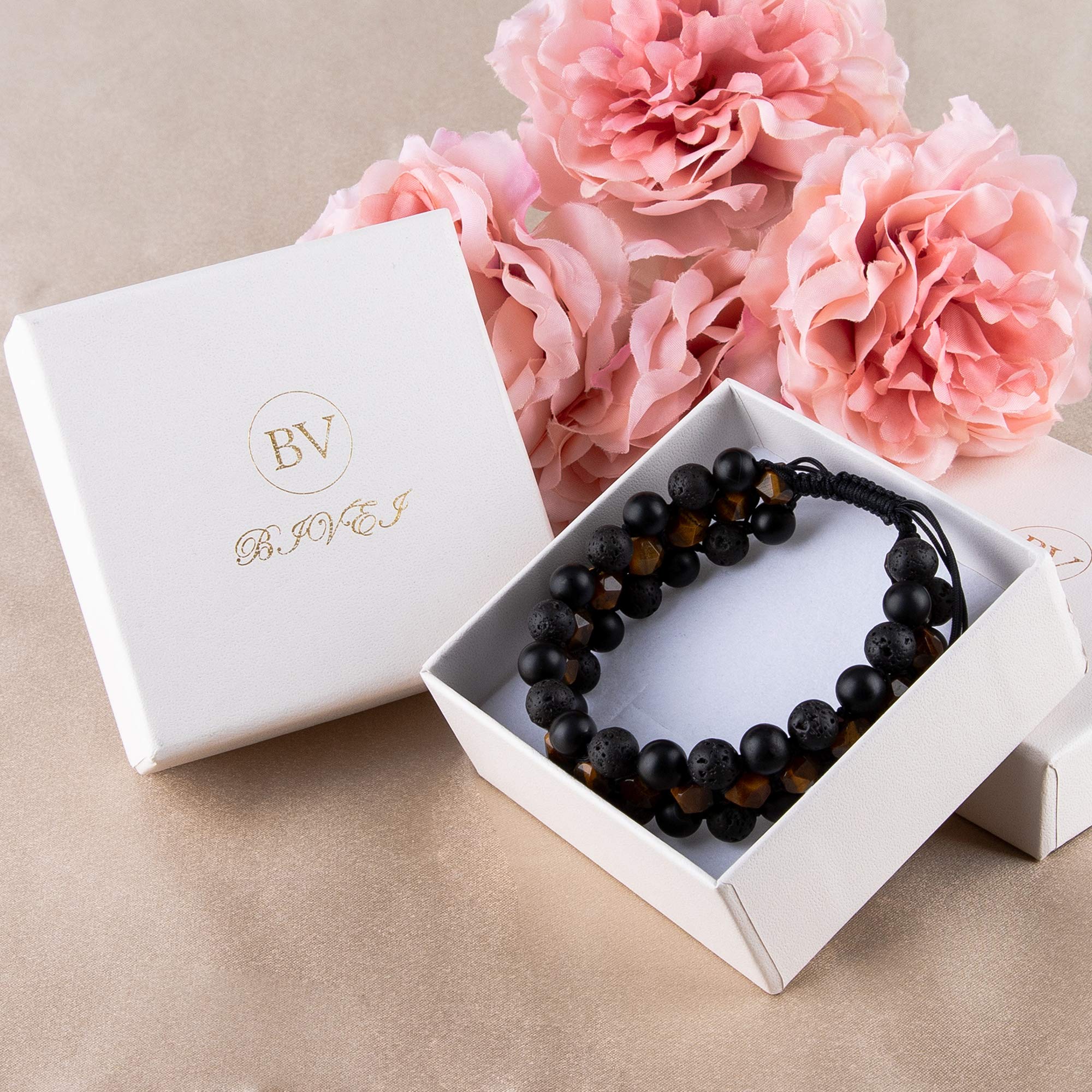 8mm Natural Lava Rock Stone Bracelet for Men - Healing Crystal Essential Oil Diffuser Beads, Chakra Balancing Yoga Meditation Jewelry - Anxiety Relief Gemstone Bracelet for Men's Wellness & Spiritual Practice