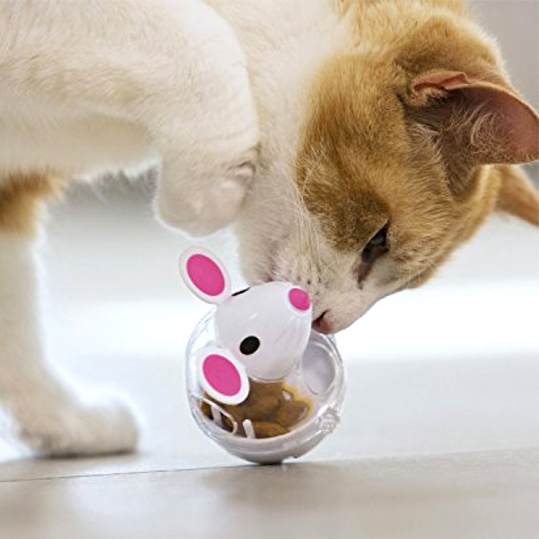 Slow Feed Cat Food Tumbler - Interactive Pet Treat Ball Toy Feeder for Cats - Fun Puzzle Feeder for Portion Control & Mental Stimulation - Perfect for Indoor Cats & Boredom Relief
