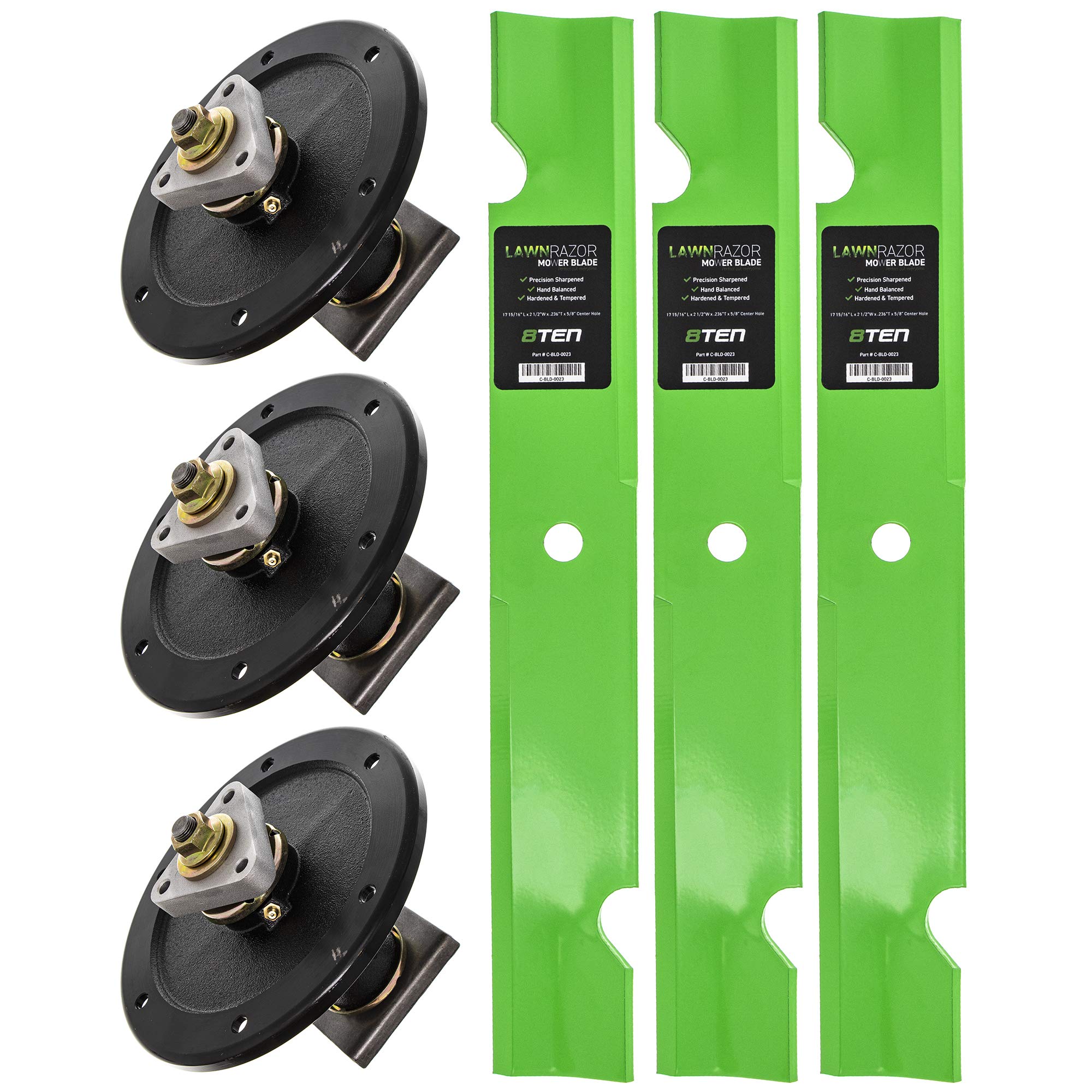 8TEN 52-Inch Deck Blade Spindle Kit Set Combo for Toro Z Master 400 449 450 453 500 528 74559 - Compatible Replacement Parts for Lawn Mower Maintenance & Landscaping Equipment Repair