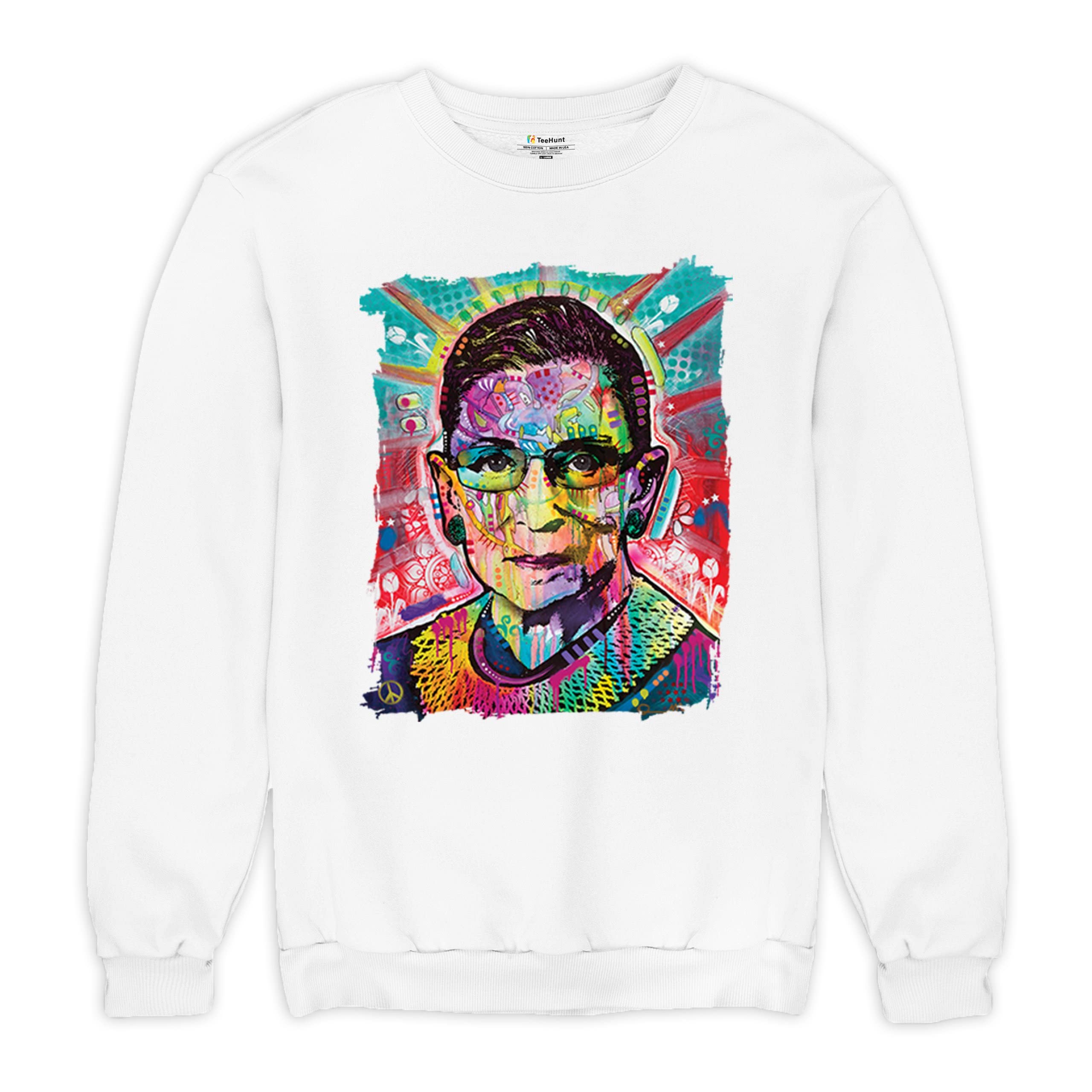 Dean Russo RBG Crewneck Sweatshirt - Ruth Bader Ginsburg Pop Culture Tribute - Supreme Court Justice Apparel for Women & Men - Perfect for Political Events & Feminist Gifts