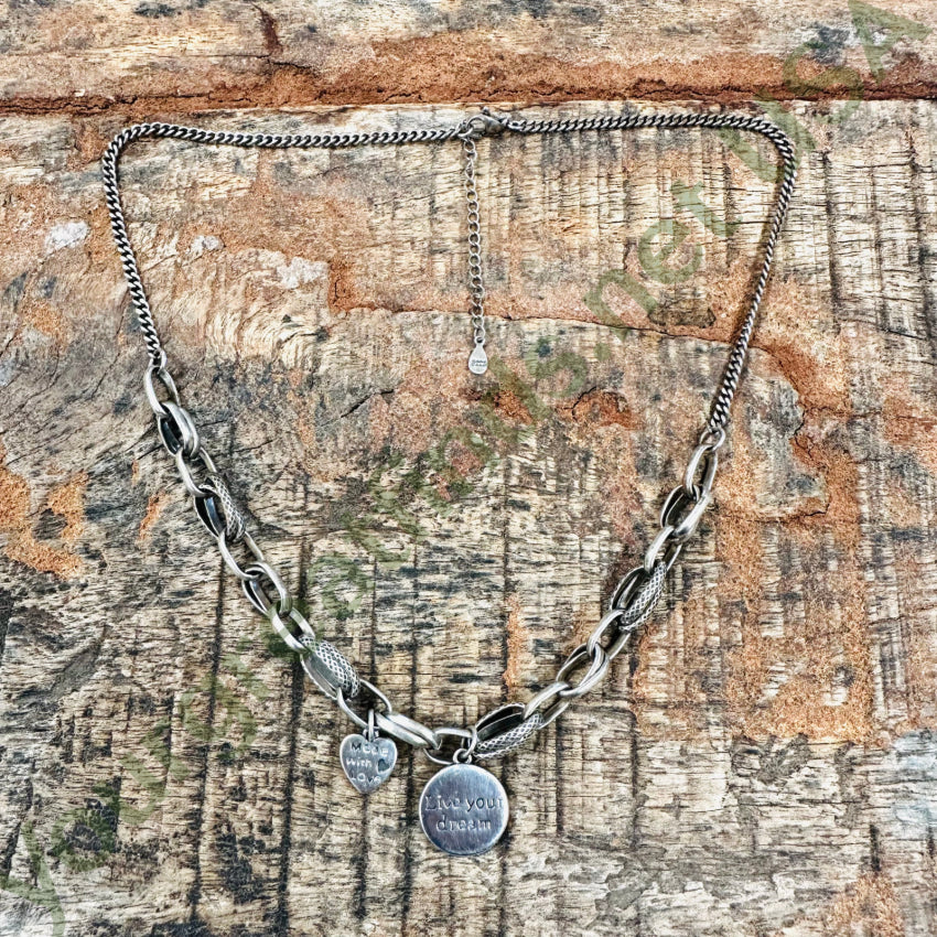 Live Your Dream Sterling Silver Charm Necklace - Elegant & Inspirational Jewelry for Women, Perfect for Gifts, Daily Wear & Special Occasions