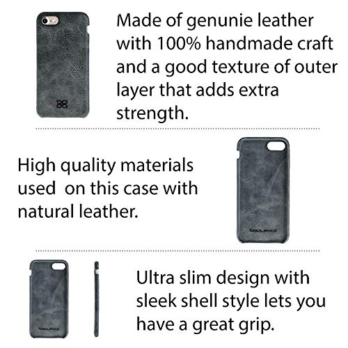 BOULETTA Premium Genuine Leather Snap-On Case for iPhone SE 2020/2022, iPhone 8 & iPhone 7 - Slim Full Cover Protection (Gray) | Perfect for Business, Travel & Everyday Use