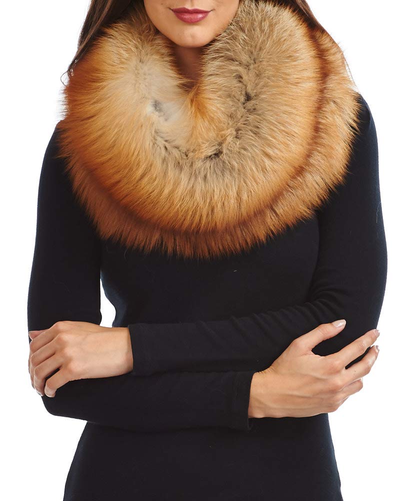 Natural Red Fox Fur Cowl - Soft & Warm Winter Scarf for Women - Perfect for Outdoor Activities, Skiing & Cold Weather Fashion