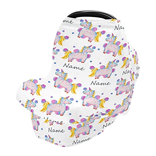 Personalized Unicorn Nursing Cover with Baby Name - Soft Breastfeeding Scarf, Baby Car Seat Cover & Stroller Canopy for Girls and Boys | Perfect for Nursing, Shopping & Outdoor Activities