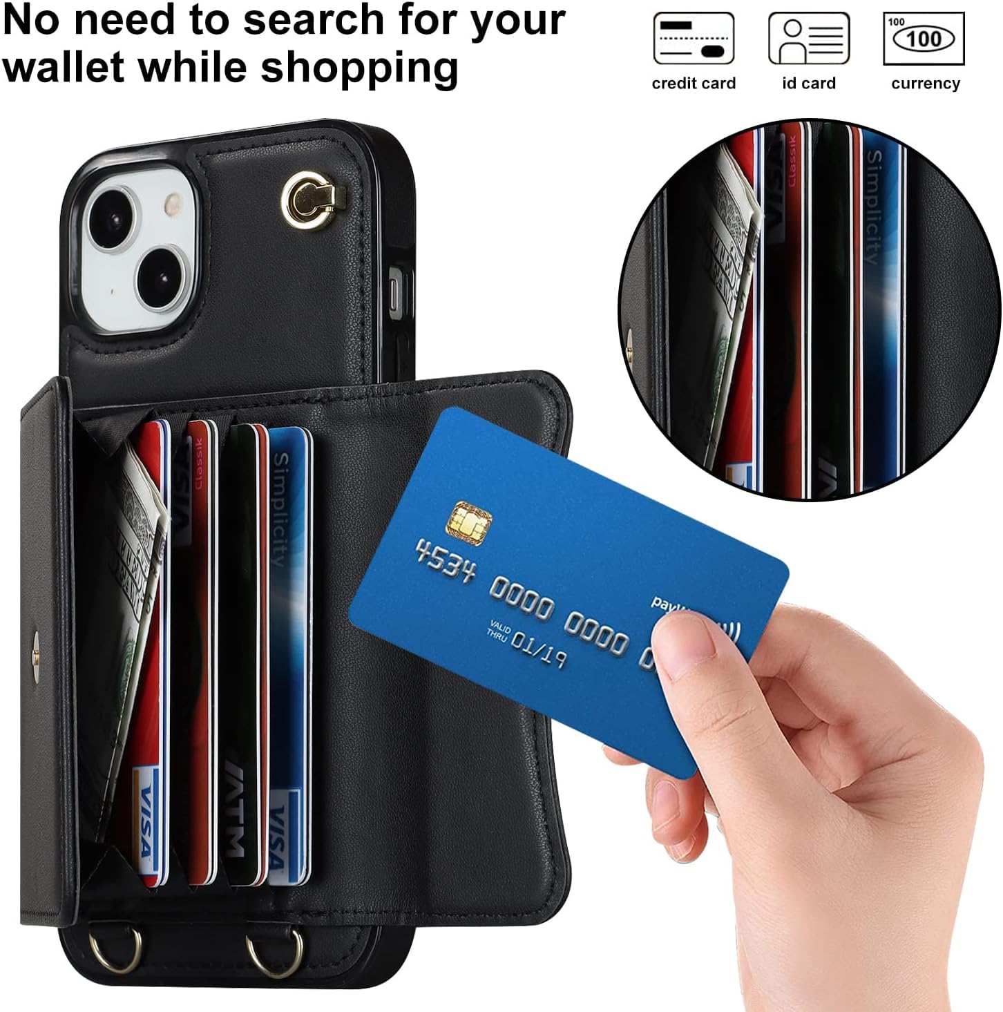 iPhone 15 Plus Wallet Case with RFID Blocking & Card Slots - PU Leather Protective Cover for Women | Daily Commute & Travel