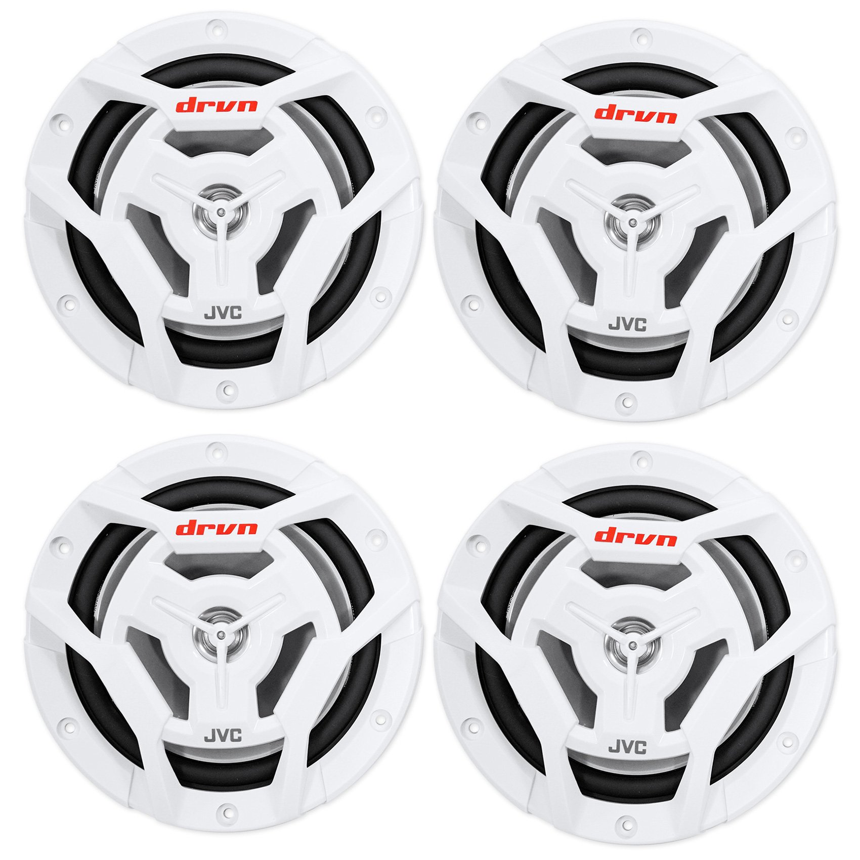 JVC CS-DR6201MW 6.5 Inch 600 Watt 2-Way Coaxial Marine Waterproof Boat Speakers - Perfect for Boats, Yachts & Outdoor Marine Audio Systems