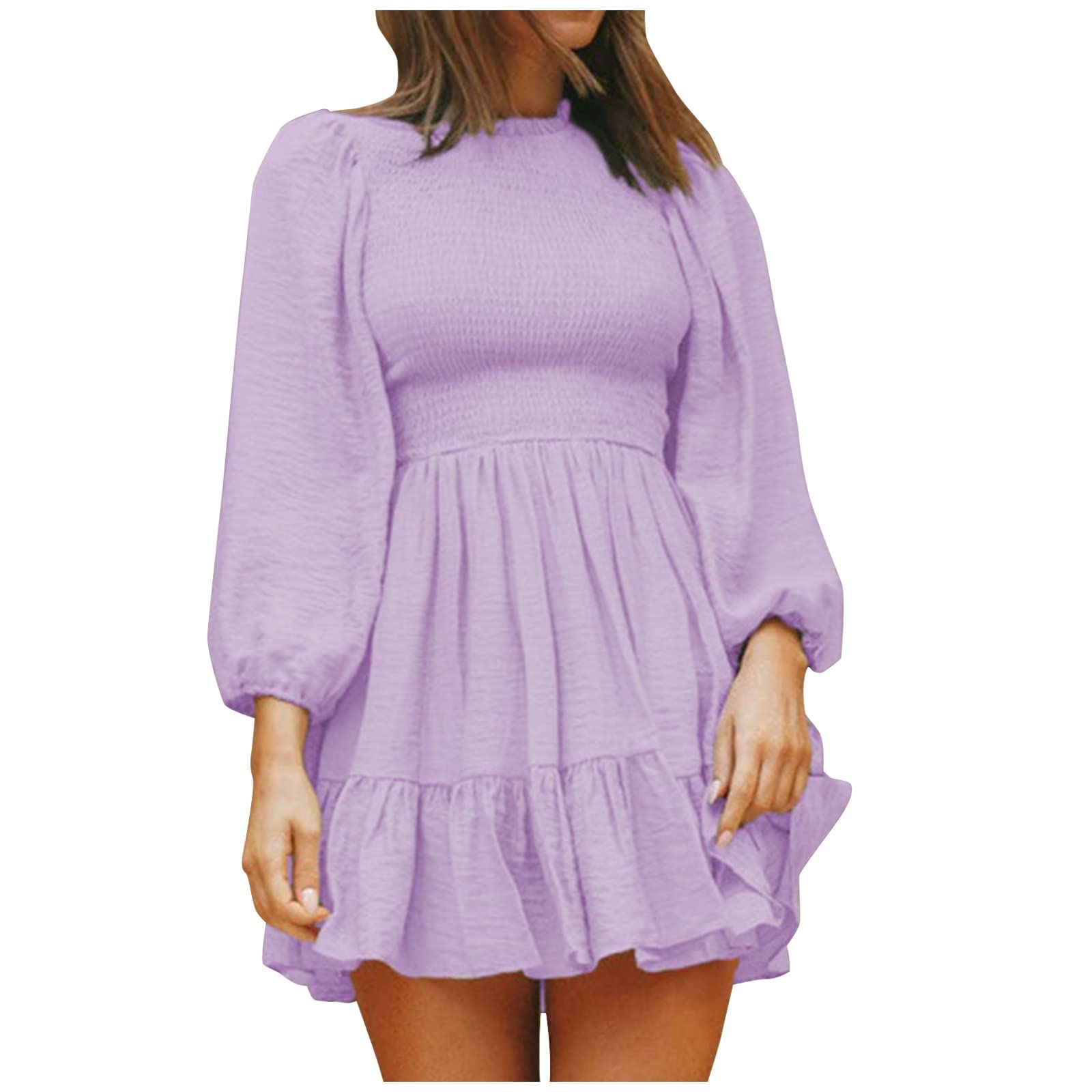 QUFECH Plus Size Tank Dress for Women - Ruffled Lantern Sleeve Trendy Dress, French Style High-End Party Dress for Autumn | Perfect for Cocktail Parties, Date Nights & Special Occasions