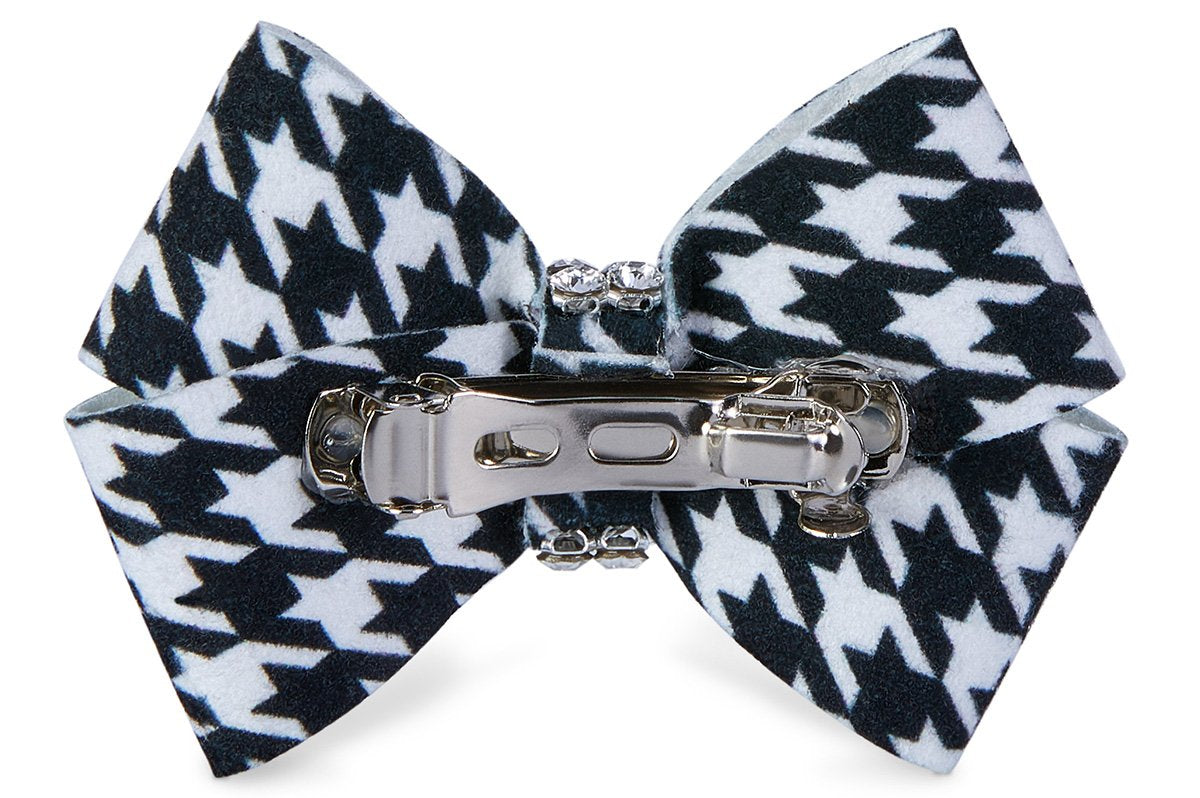 Elegant Houndstooth Nouveau Bow Hair Clip - Stylish Hair Accessory for Women & Girls - Perfect for Weddings, Parties & Everyday Fashion