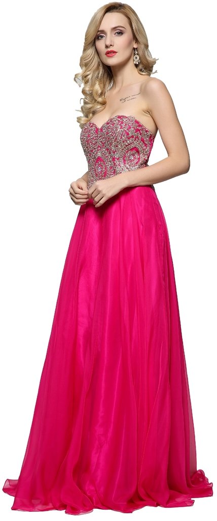 Meier Women's Strapless Gold Embroidery Beaded Prom Formal Dress - Elegant Evening Gown for Homecoming, Wedding, and Special Occasions