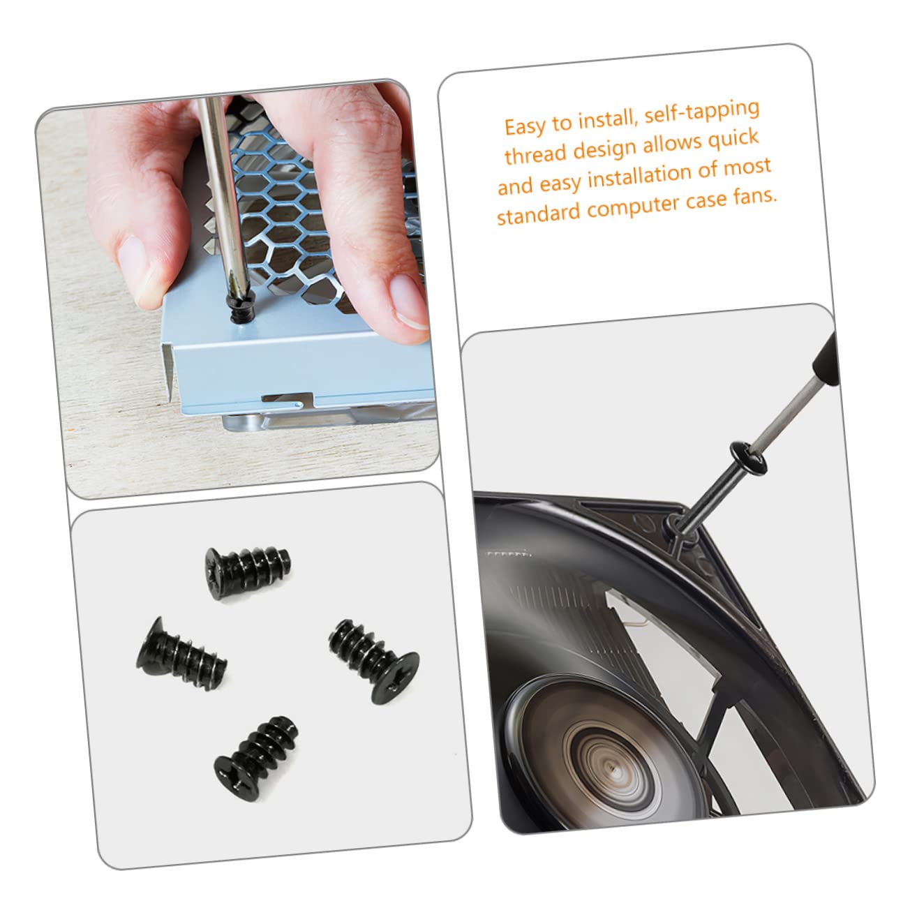 TEHAUX 50pcs Computer Case Fan Screws - Short Mounting Screws for PC Cooling Fan Installation | Perfect for DIY PC Builds & Case Fan Upgrades