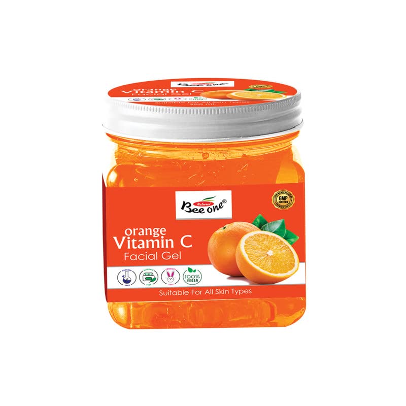 BEE ONE Orange Facial Gel - 350ml Hydrating & Brightening Face Gel for Glowing Skin | Perfect for Daily Skincare Routine & Anti-Aging Care