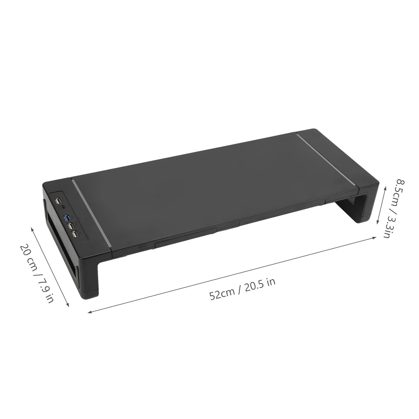 Akozon Adjustable RGB Monitor Stand Riser with USB 3.0 Charging, Foldable Desktop Organizer with Storage Box & Phone Holder for PC, Laptop, and Computer - Perfect for Home Office and Gaming Setups