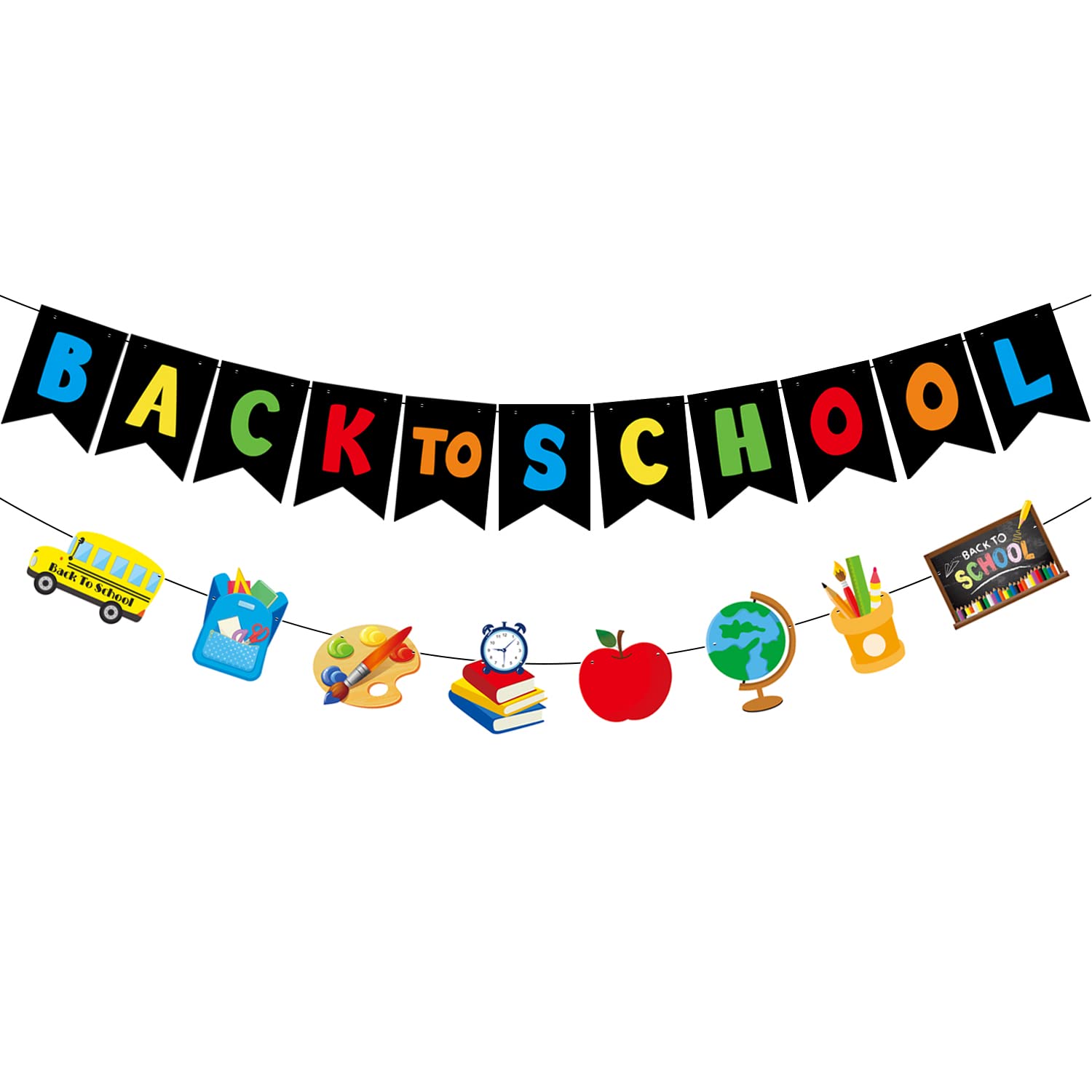 Back to School Decorations - School Bus Drawing Board & Paper Banner Set for Classroom, First Day Party, Schoolbag Decor | Perfect for Classroom Bunting, School Events & Home Decorations