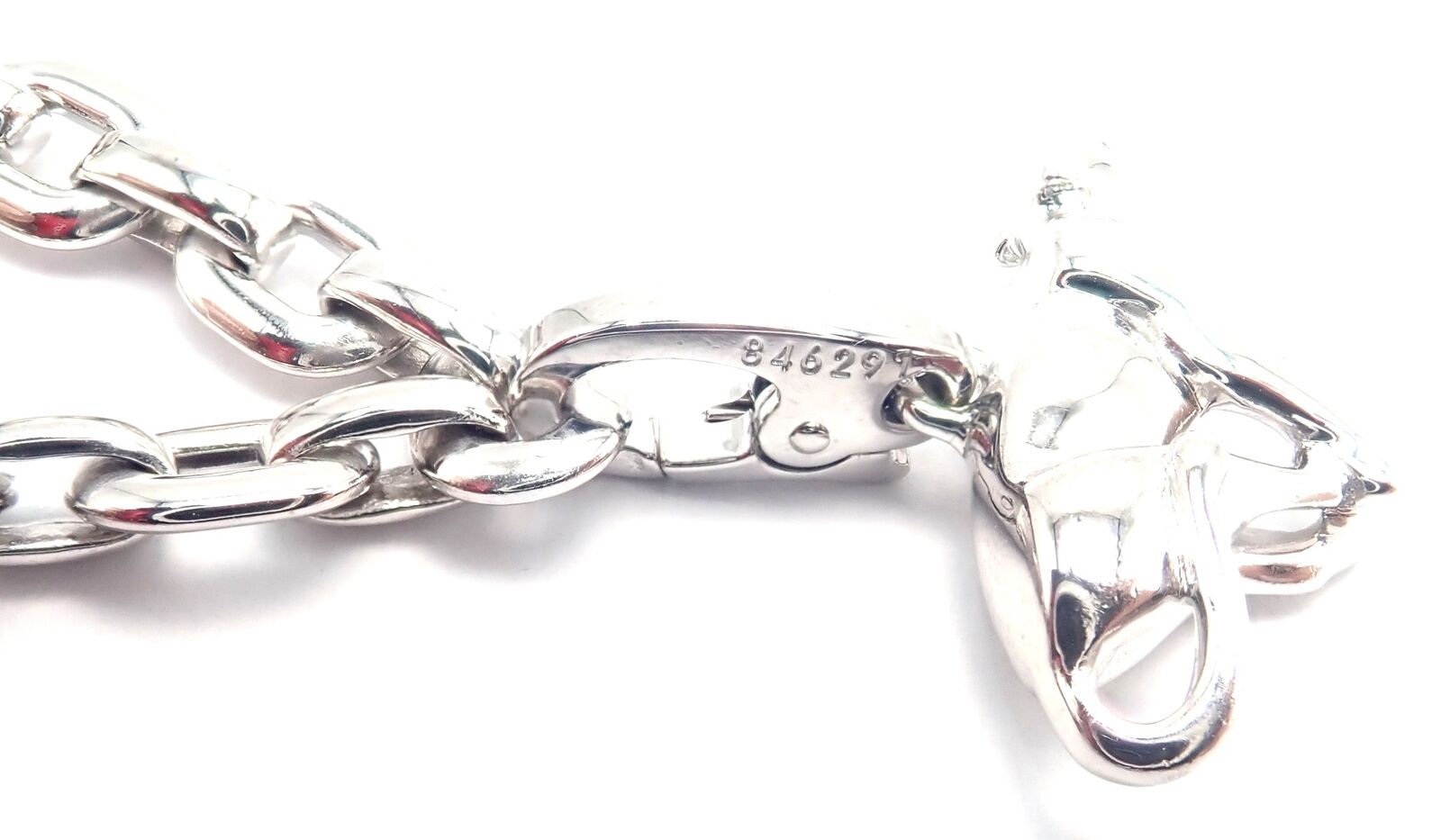 Authentic Cartier 18k White Gold Bracelet with 4 Charms - Panther, Airplane, Love & Box Link | Luxury Jewelry Gift for Women, Anniversary & Special Occasions
