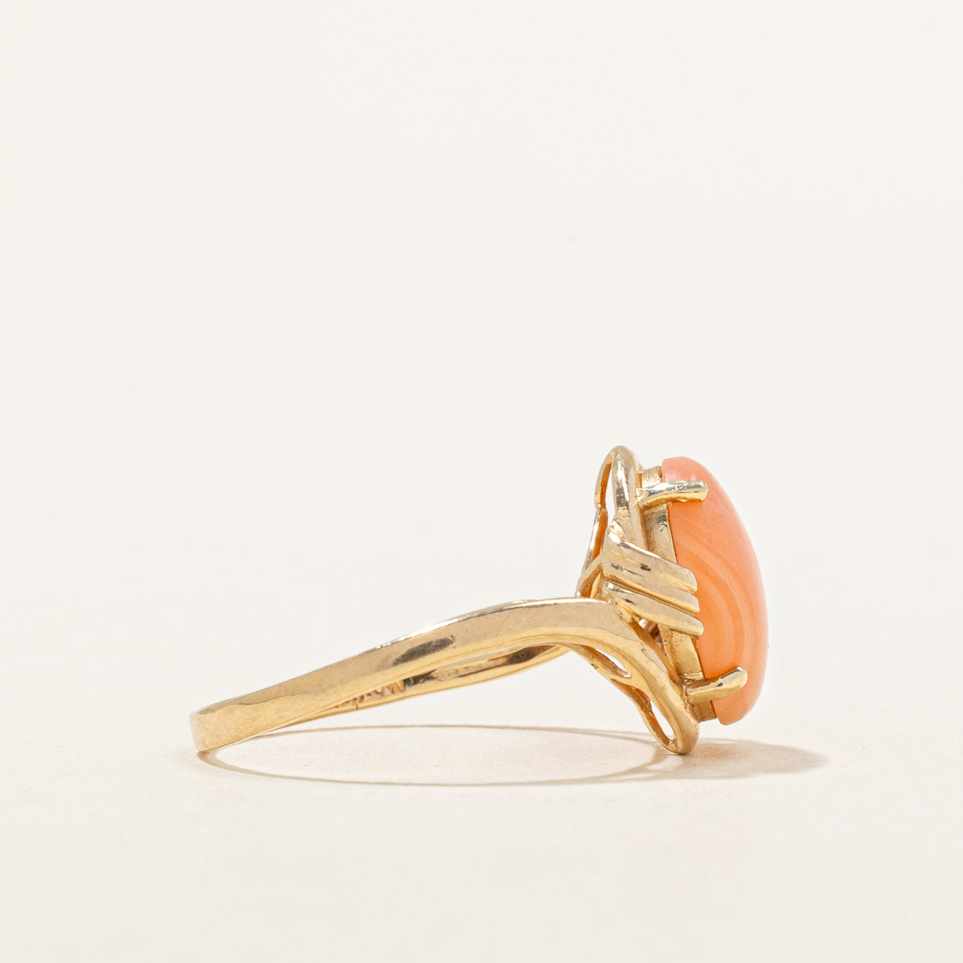 Elegant Pink Coral Cocktail Ring - 1.30 Carat Genuine Coral Stone - Size 5 - Perfect for Evening Parties, Weddings & Special Occasions