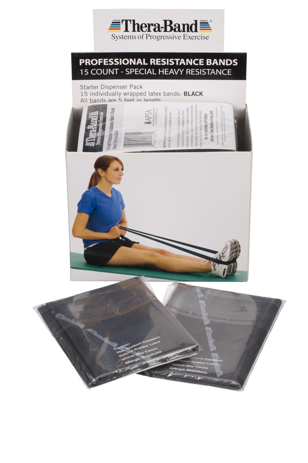THERABAND Professional Resistance Bands Set - 15 Pack Heavy Duty Latex Exercise Bands (5 Feet) for Strength Training, Physical Therapy, Pilates & Home Workouts - Advanced Level Black - Perfect for Gym, Rehabilitation & Fitness Enthusiasts