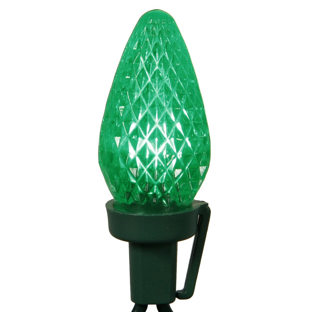 Vickerman 25-Light Green C7 LED Christmas String Lights on Green Wire - Outdoor/Indoor Holiday Decor for Tree, Patio, and Home