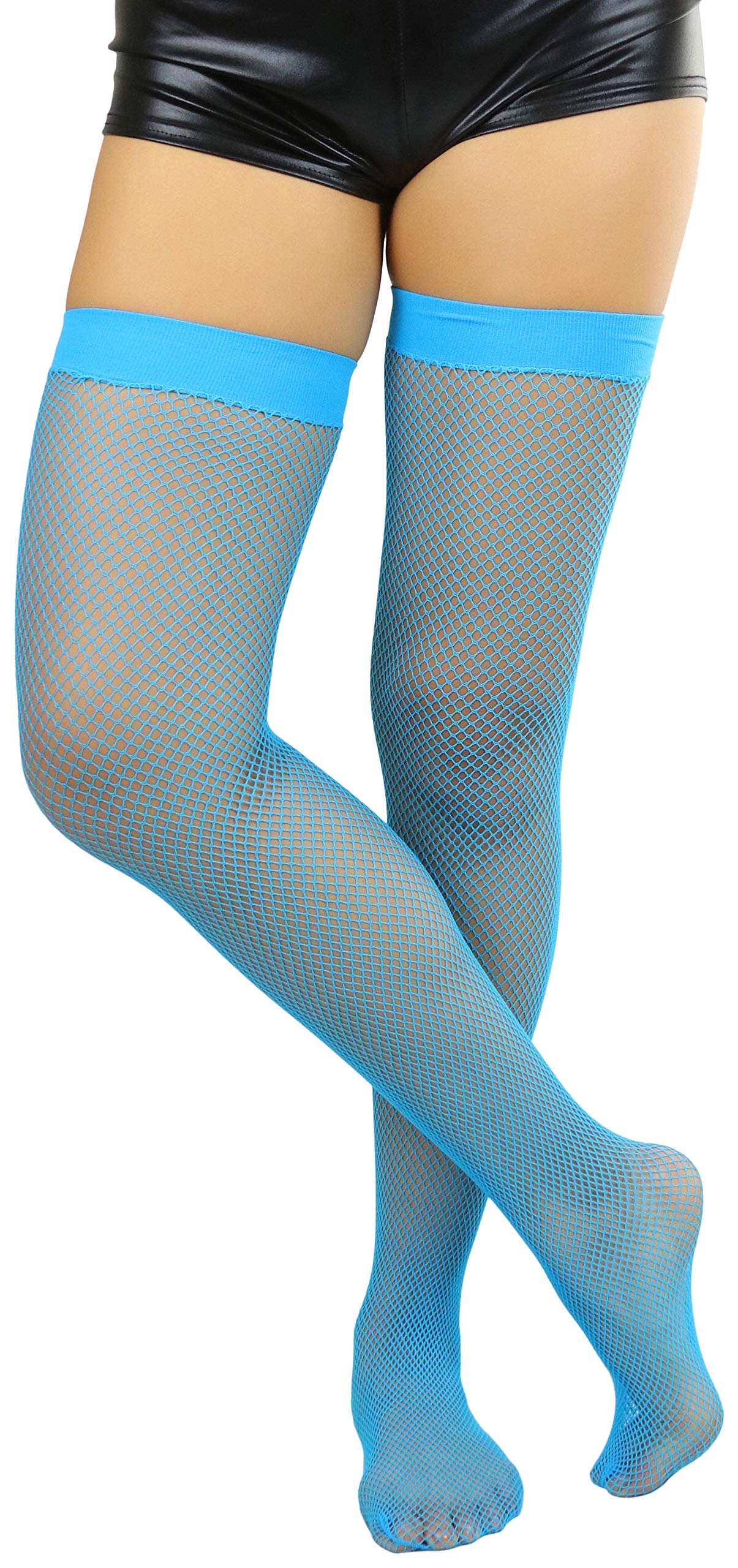 ToBeInStyle Women's Fishnet Thigh High Stockings - Sexy Sheer Bright & Vibrant Tights for Cosplay, Halloween, Dance & Night Out