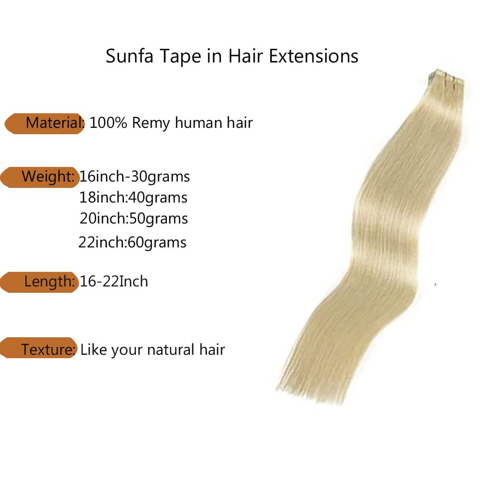 18 Inch 40g 20pcs Brazilian Human Hair Extensions - Remy Hair, Silky Straight, Natural Weft Tape in Blonde | Perfect for Daily Wear, Parties & Special Occasions
