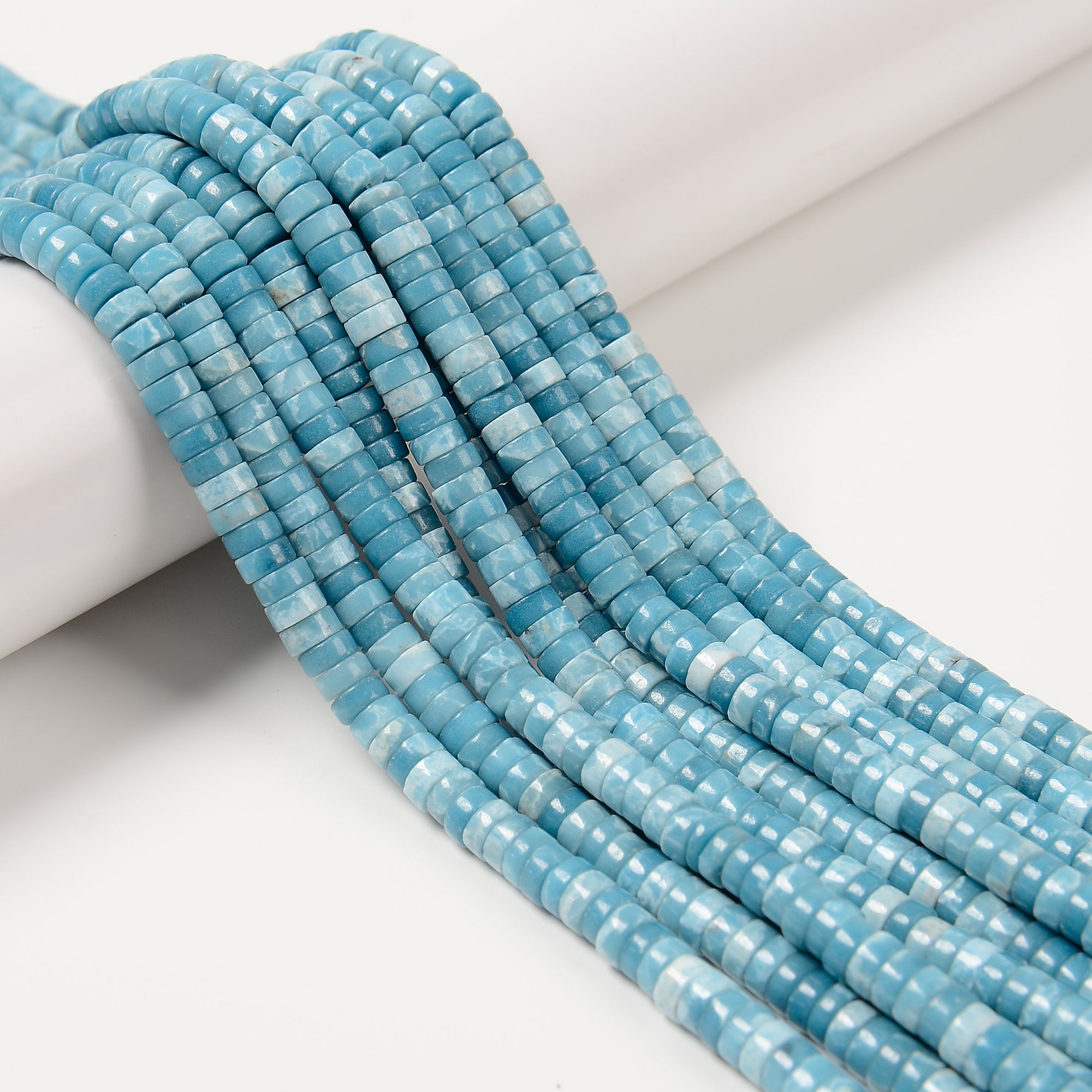 Larimar Quartz Heishi Disc Beads - 2x4mm & 3x6mm Sizes - 15.5 Inch Strand for Jewelry Making & DIY Crafts - Perfect for Necklaces, Bracelets & Earrings