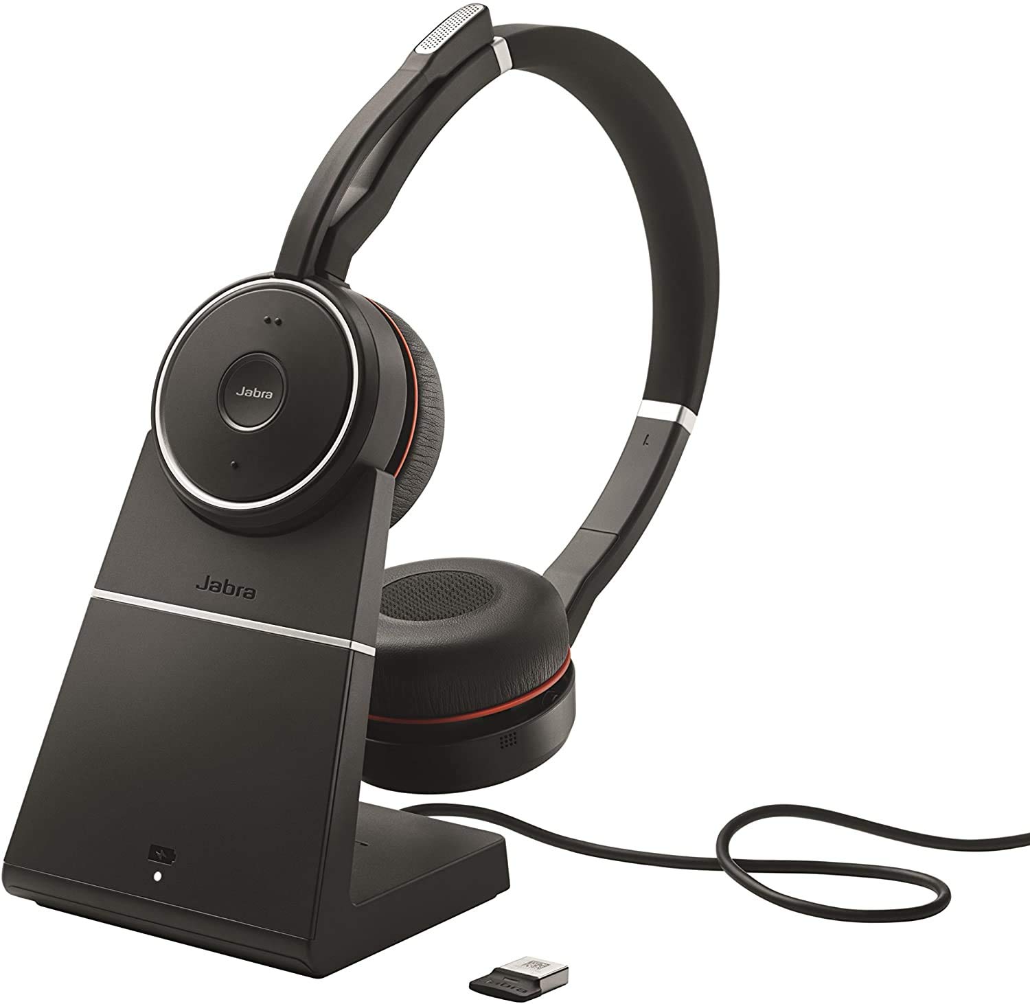 Jabra Evolve 75 Stereo Wireless Bluetooth Headset with Charging Stand - Premium Noise Cancelling Headphones, 30+ Hour Battery Life, UC Certified for Office & Remote Work - Perfect for Video Calls, Music & Productivity